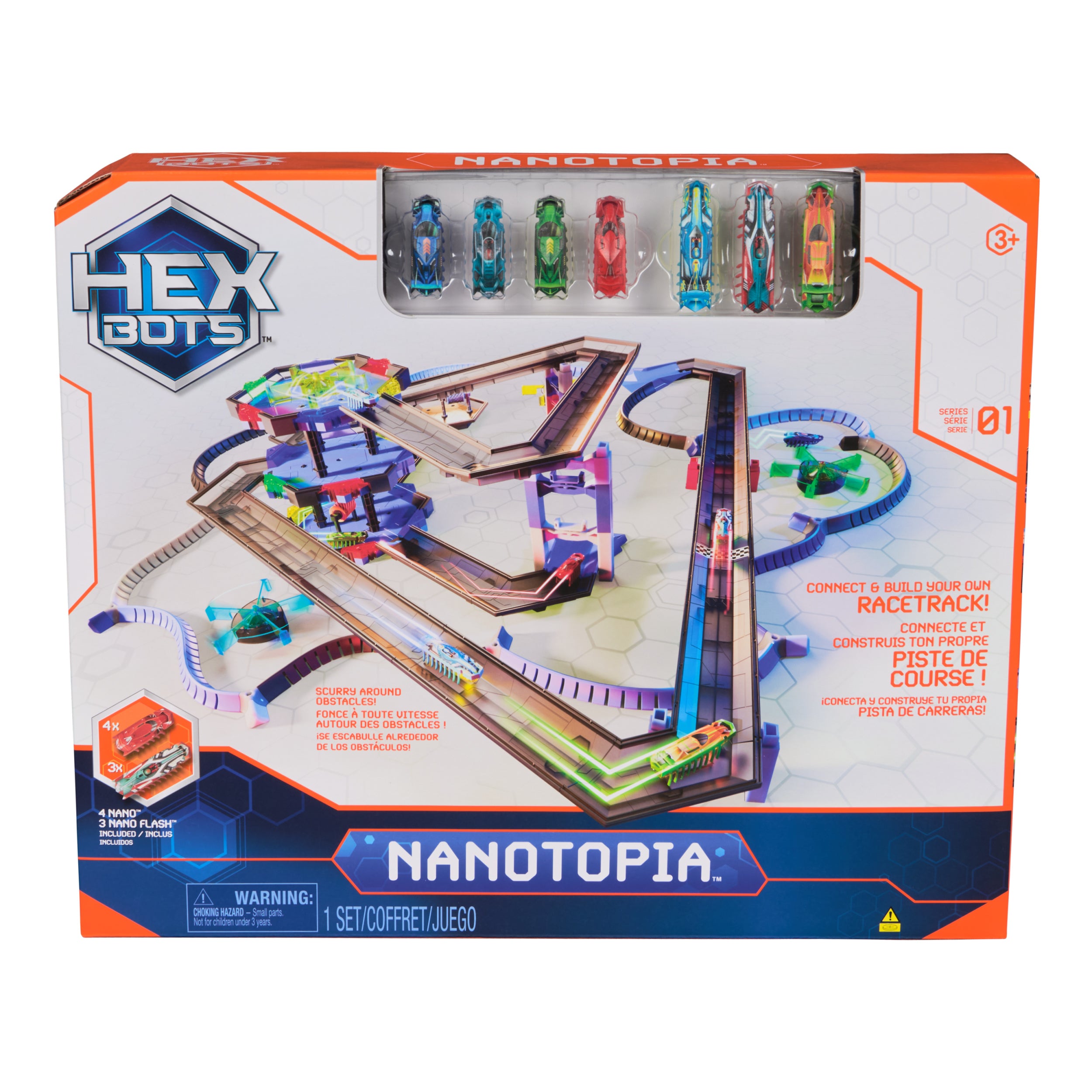 HEX BOTS Nanotopia, Sensory Toys for Kids & Cats with Over 130 Pieces & 7 Nano Bots, Toy Playsets & Mini Robot Toy for Kids Ages 3 & Up, Batteries Included