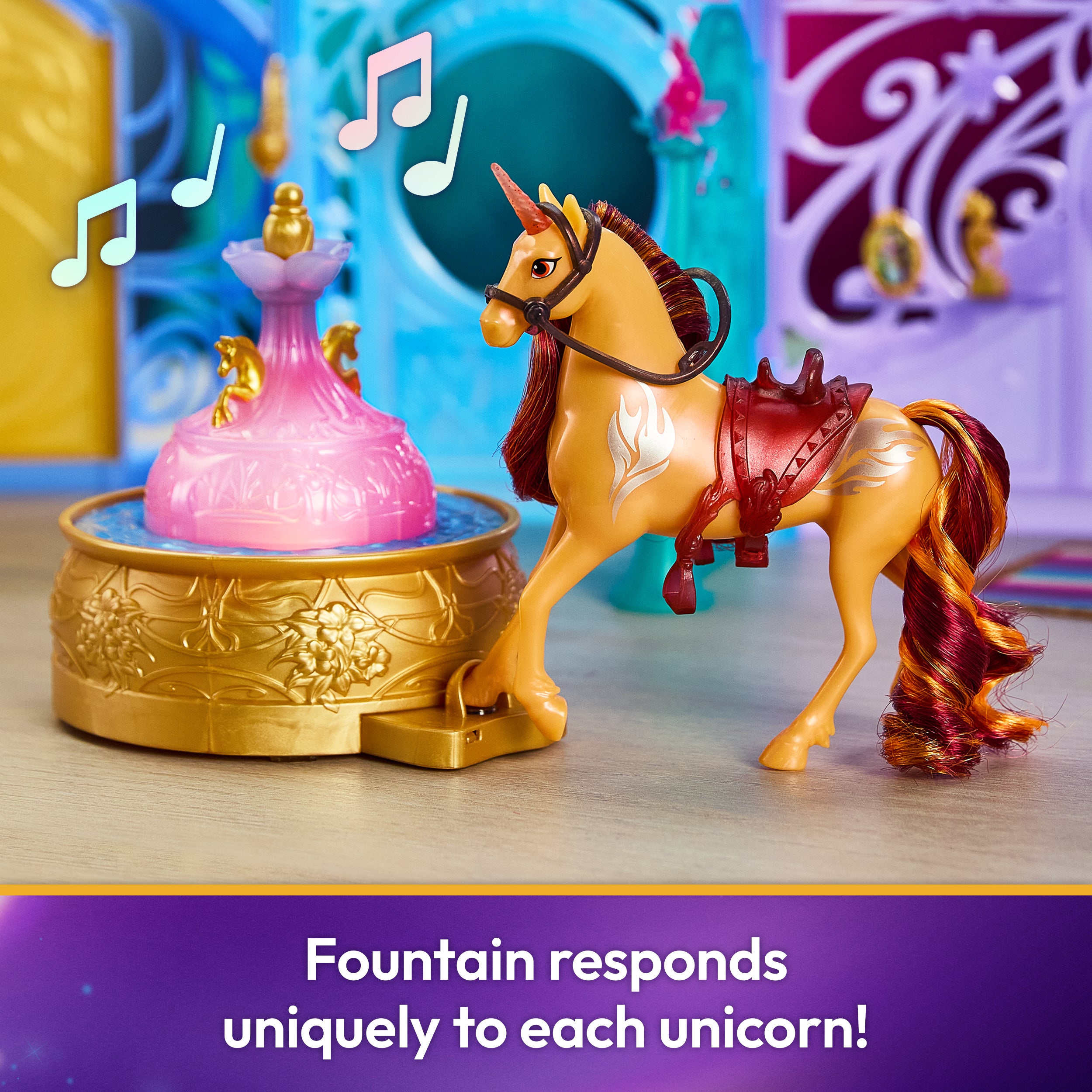 Unicorn Academy, Starglow Fountain & Stable Playset with Wildstar, Lights & Sounds, 24 Accessories, Dolls & Unicorn Toys for Girls Ages 4 and up