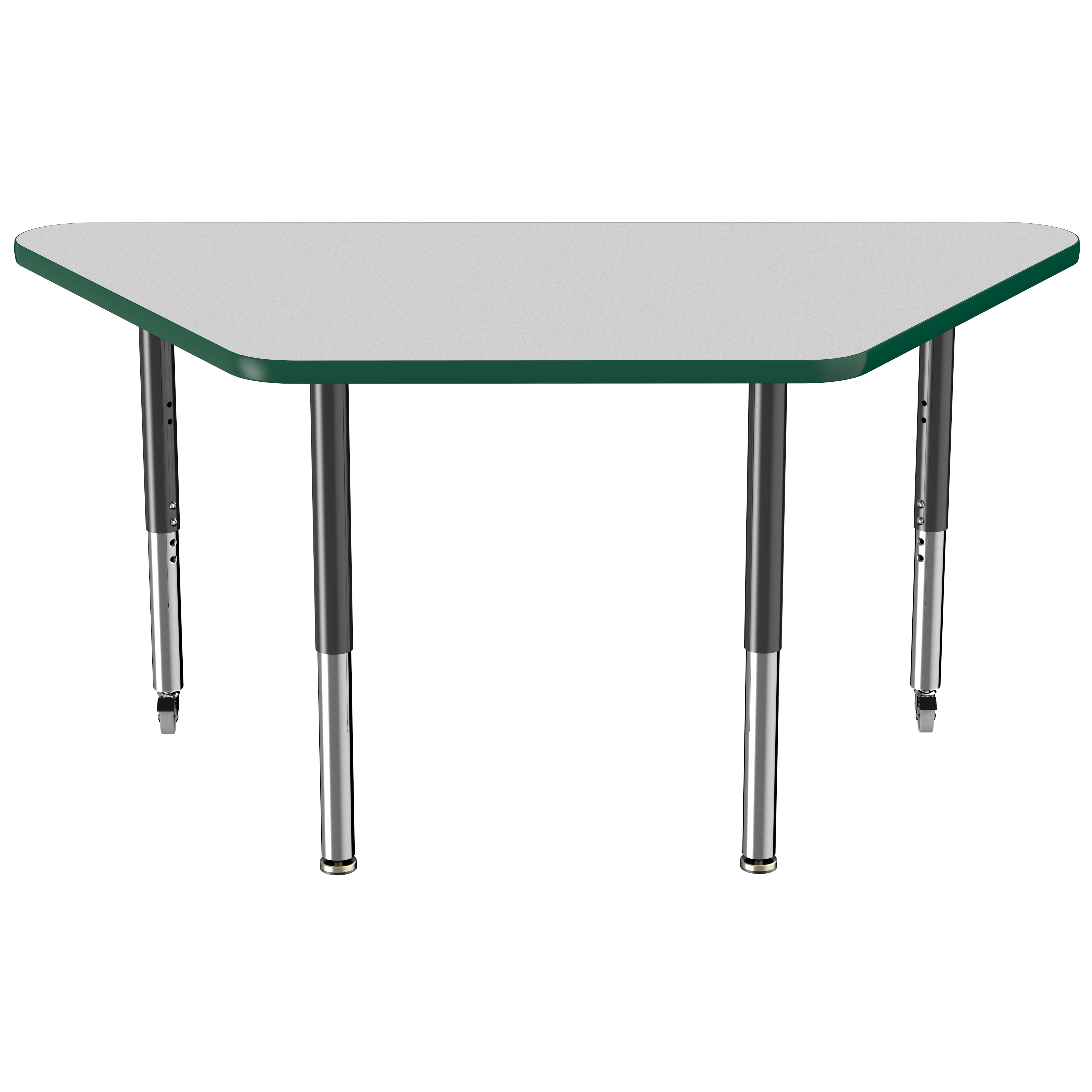 30" x 60" Trapezoid T-Molding Activity Table with Adjustable Super Legs - Gray/Green/Black