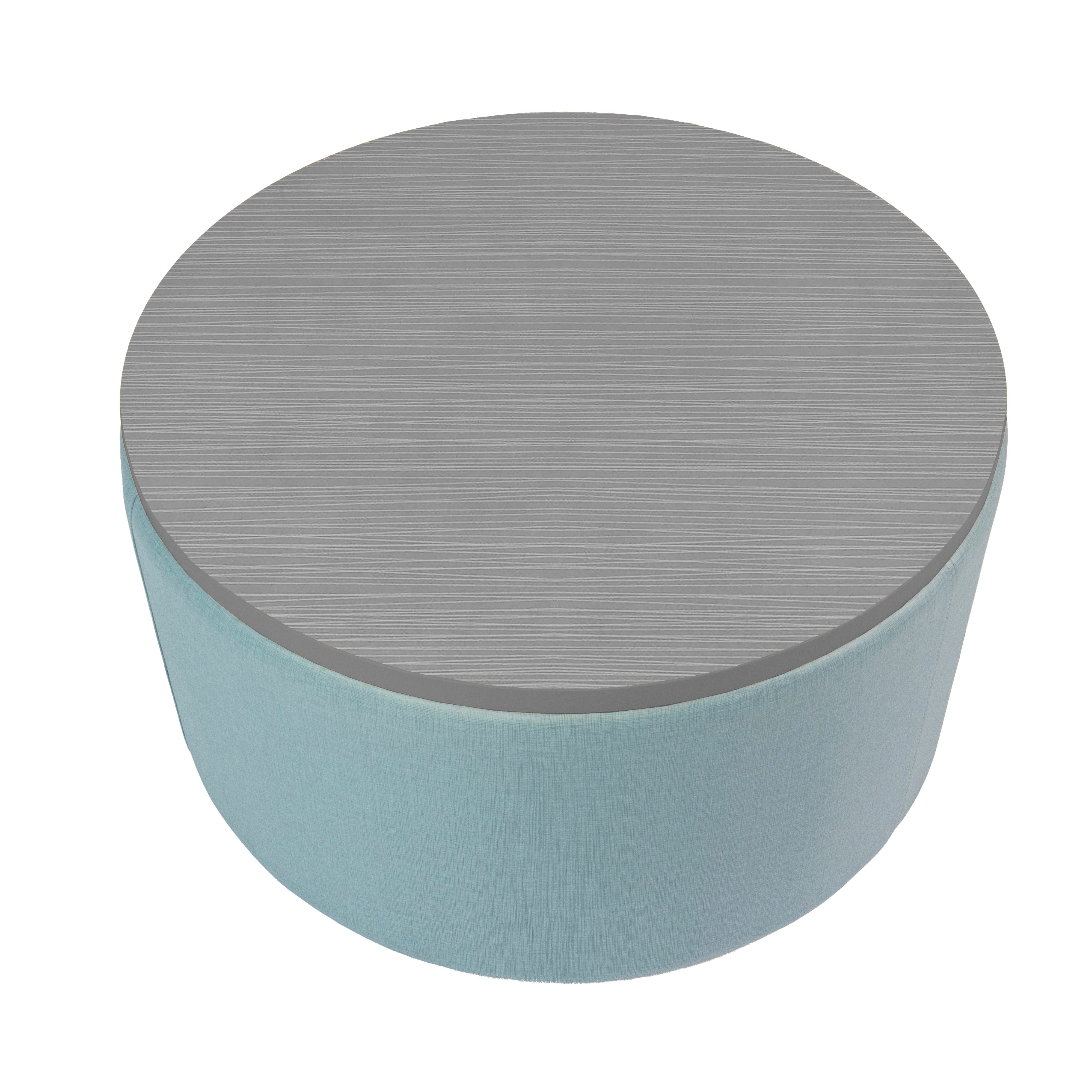Pro Series Upholstered 30" Round Ottoman Table 18" Height - Sky Blue Crosshatch/Cosmic Strandz