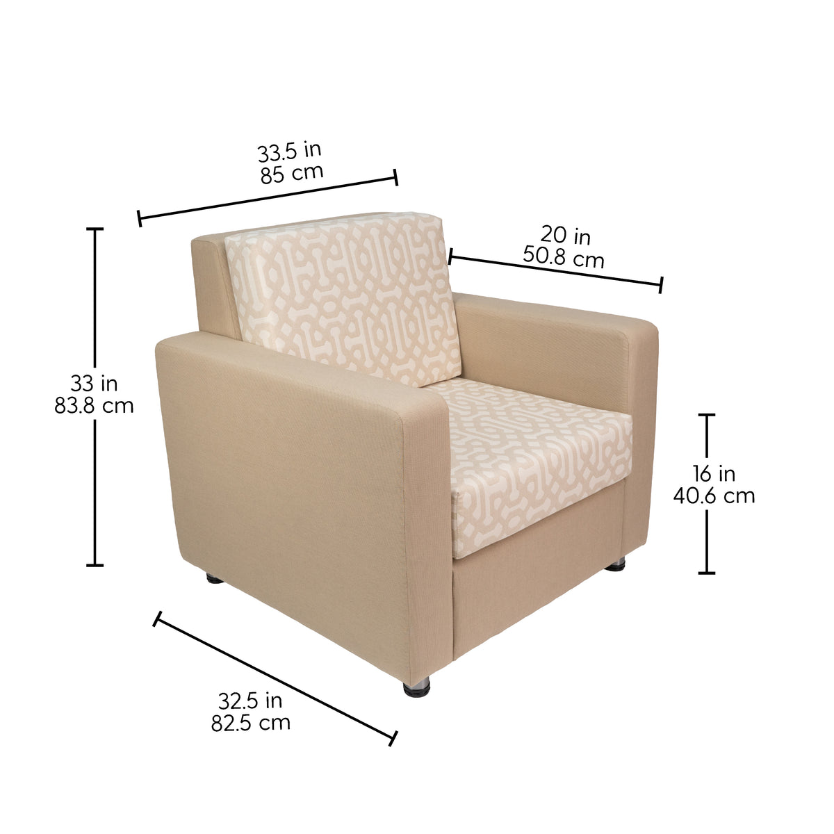 Outdoor Chair with Sunbrella - Fretwork Flax/Spectrum Sand