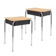 18" x 24" Belly Curve Open Front Desk with Book Box, 2-pack - Maple/Maple/Silver/Black