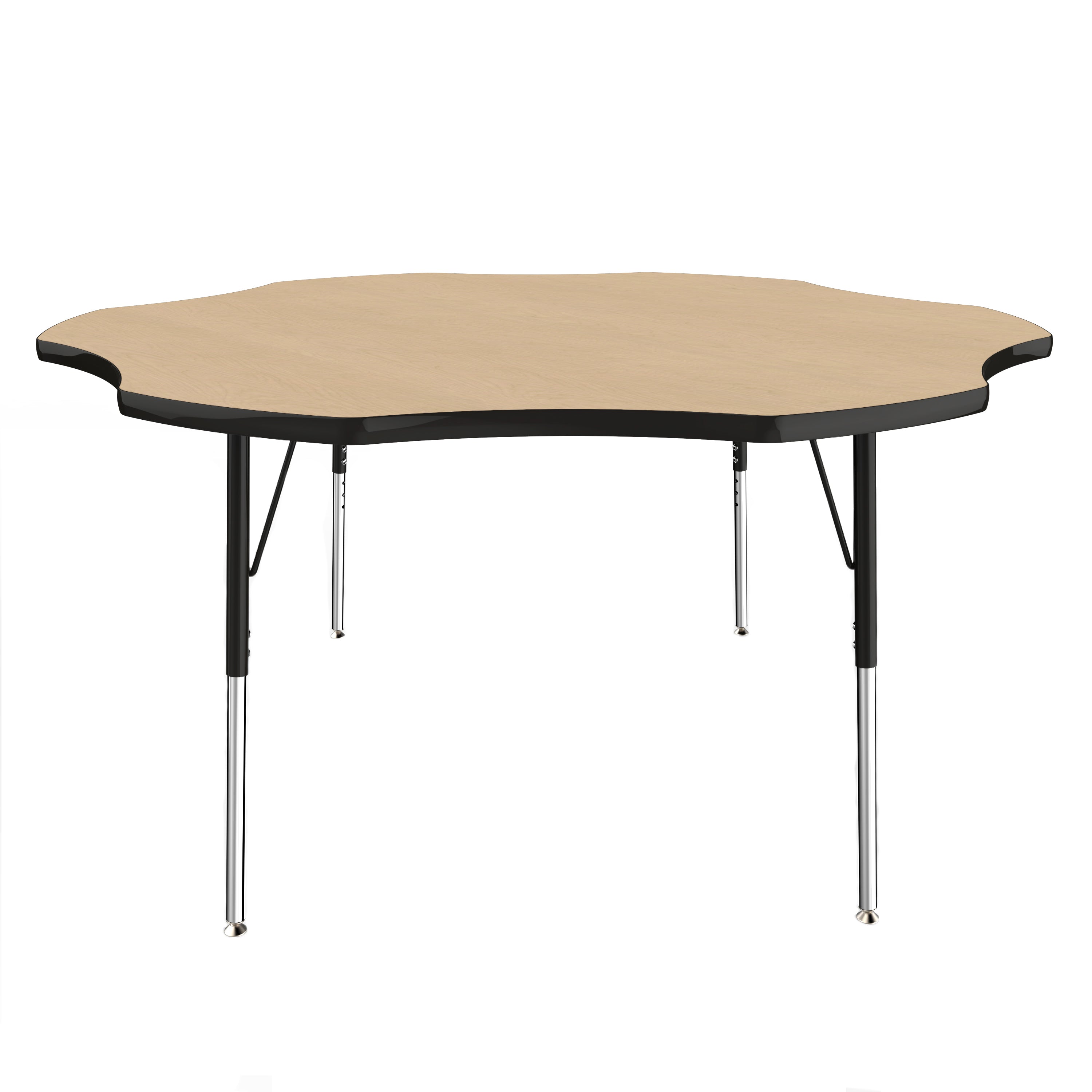 60" x 60" Flower Thermofused Activity Table with Adjustable Standard Swivel Glide Legs - Maple/Black