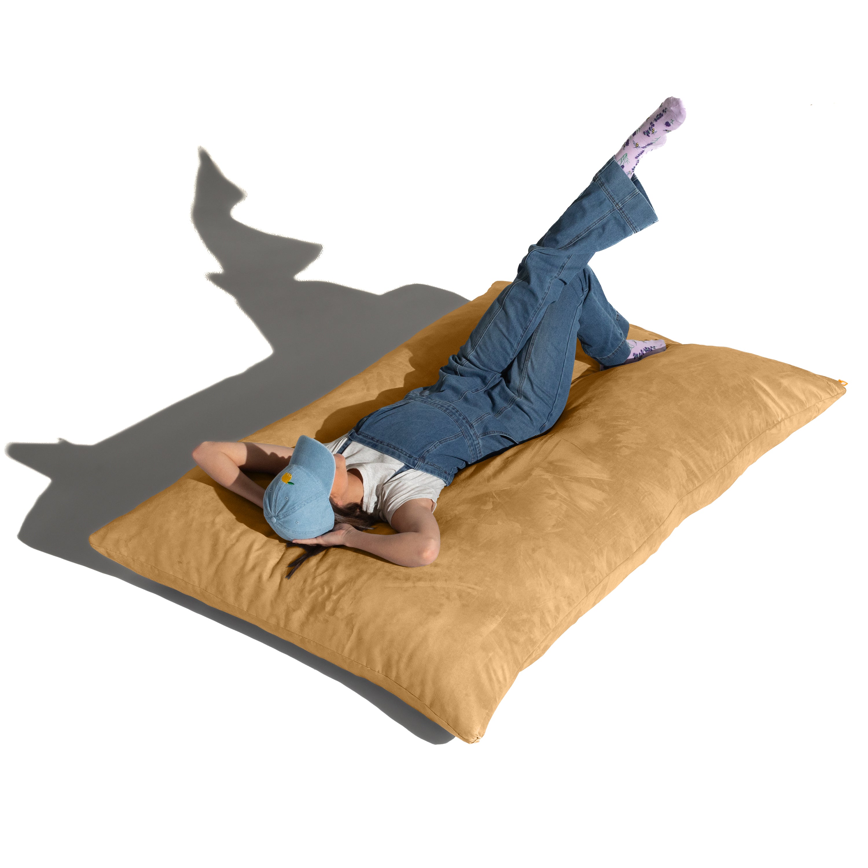 Jaxx Pillow Saxx 5.5-Foot - Huge Bean Bag Floor Pillow and Lounger, Camel