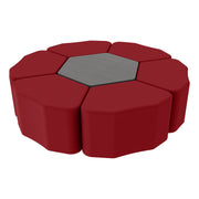 Pro Series Hexagon Ottoman Table with Petal 18" H Seating, 7-Piece Set - Crimson/Cosmic Strandz