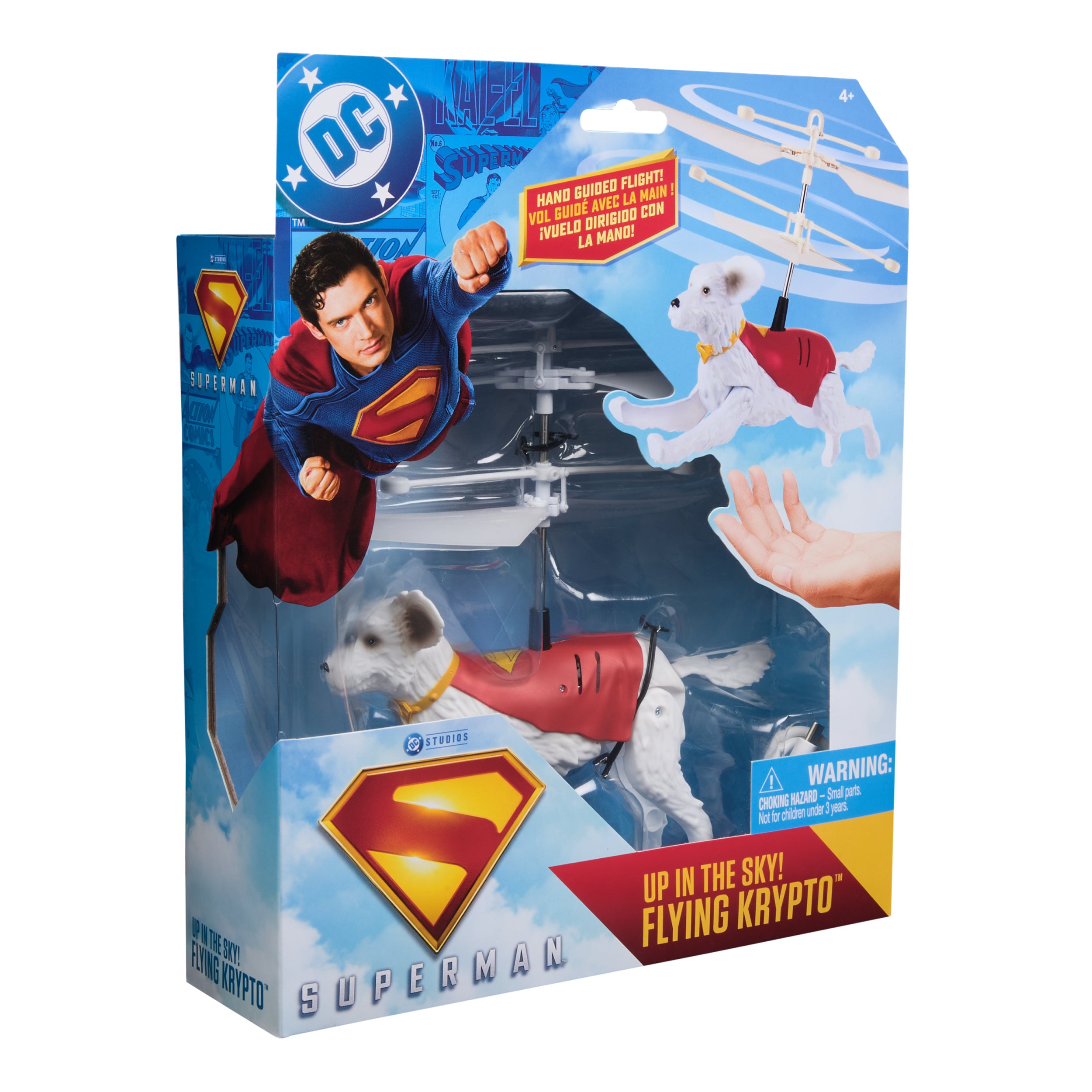 DC Comics, SUPERMAN Up in the Sky! Flying Krypto, RC Toys and Remote Control Toys for Kids, 7.5-Inch Hovering Superdog, For Ages 4 and Up