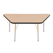 30" x 60" Trapezoid T-Molding Activity Table with Adjustable Standard Swivel Glide Legs - Maple/Black/Sand