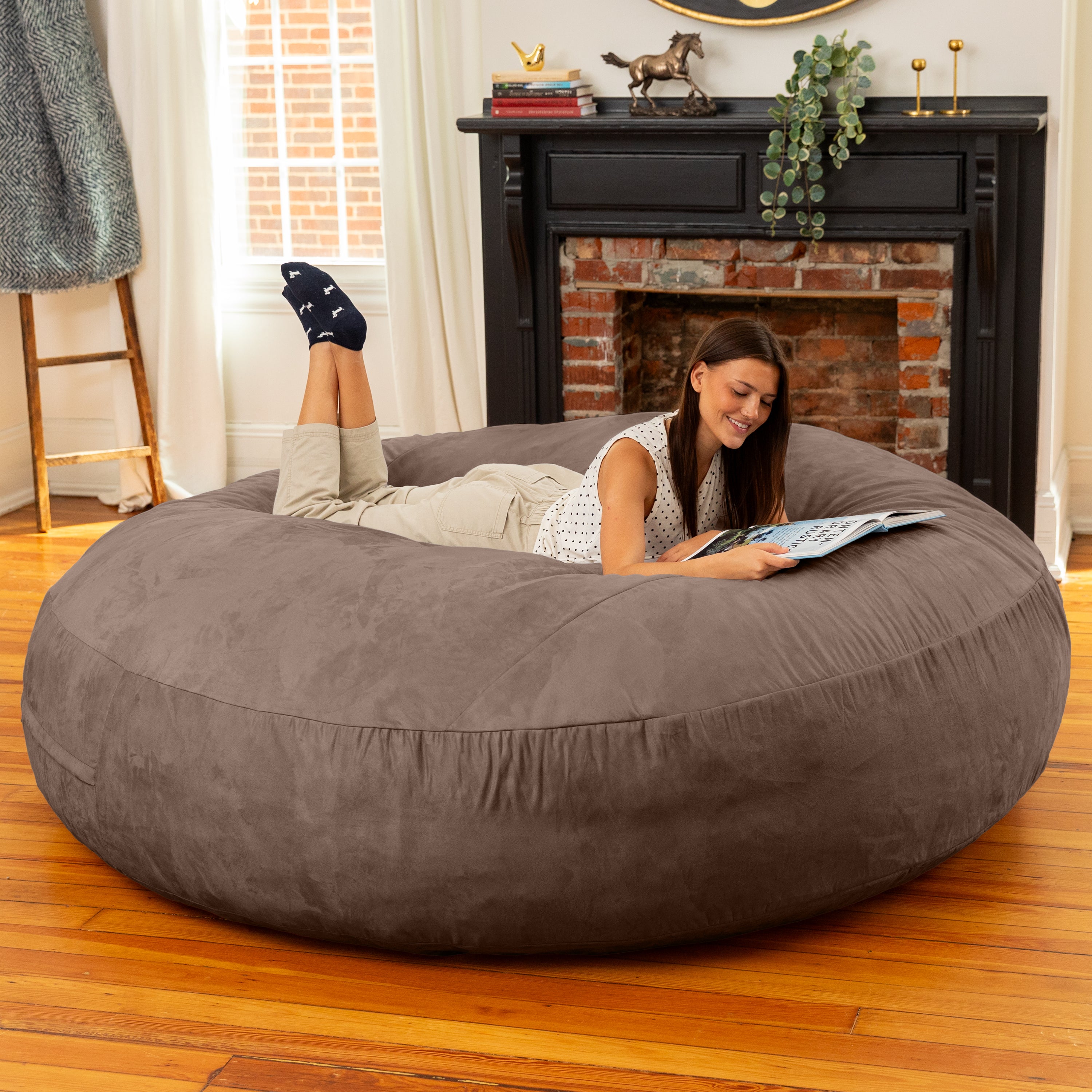Jaxx 6 Foot Cocoon - 2-in-1 Convertible Bean Bag Bed & Large Bean Bag Chair for Adults, Chocolate