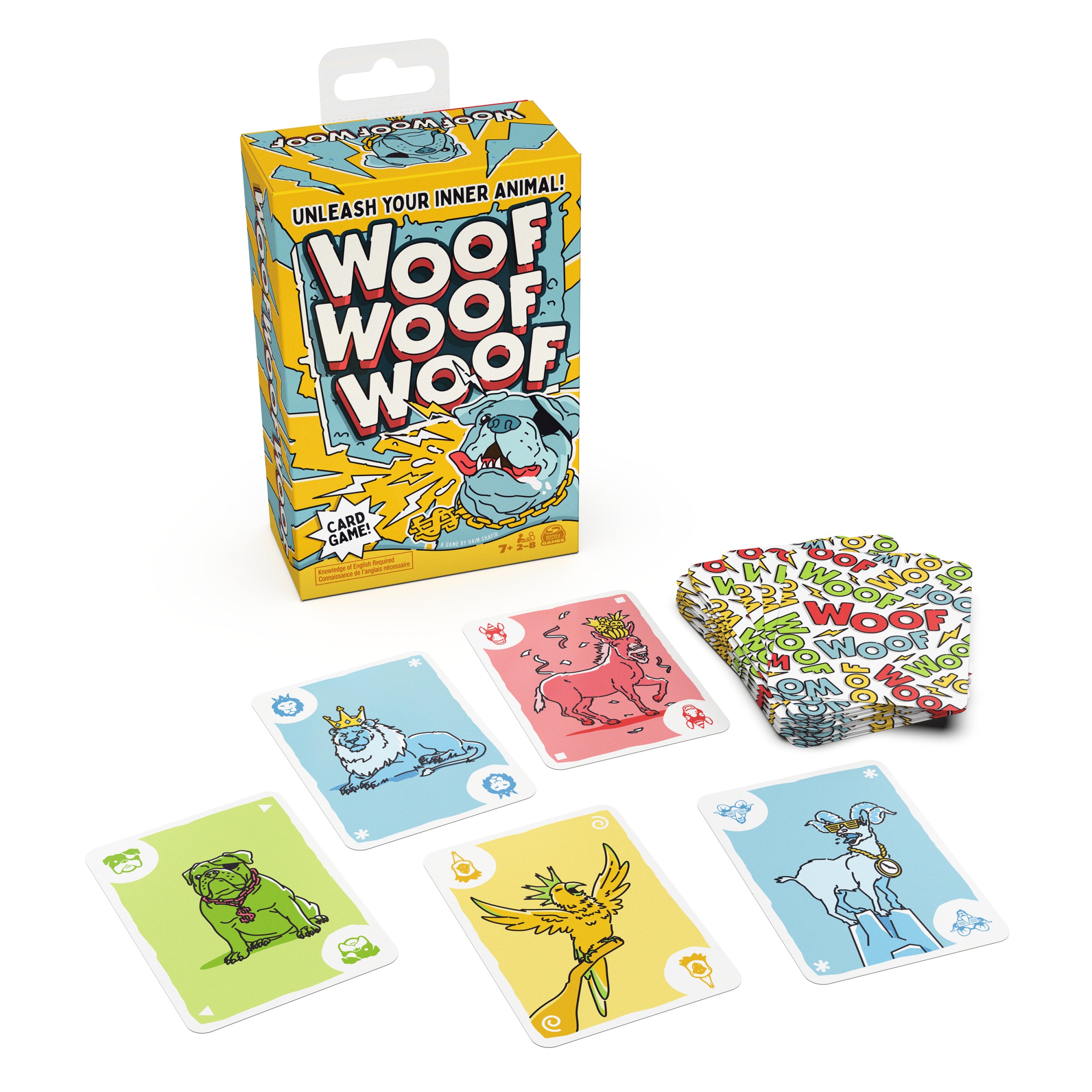 Spin Master Games, Woof Woof Woof: A Fast-Paced Classic Matching Card Game Battle Featuring Hilarious Animal Sounds , Fun Activity for Teens, Adults & Family Game Night, 2-8 Players, for Ages 7 & Up