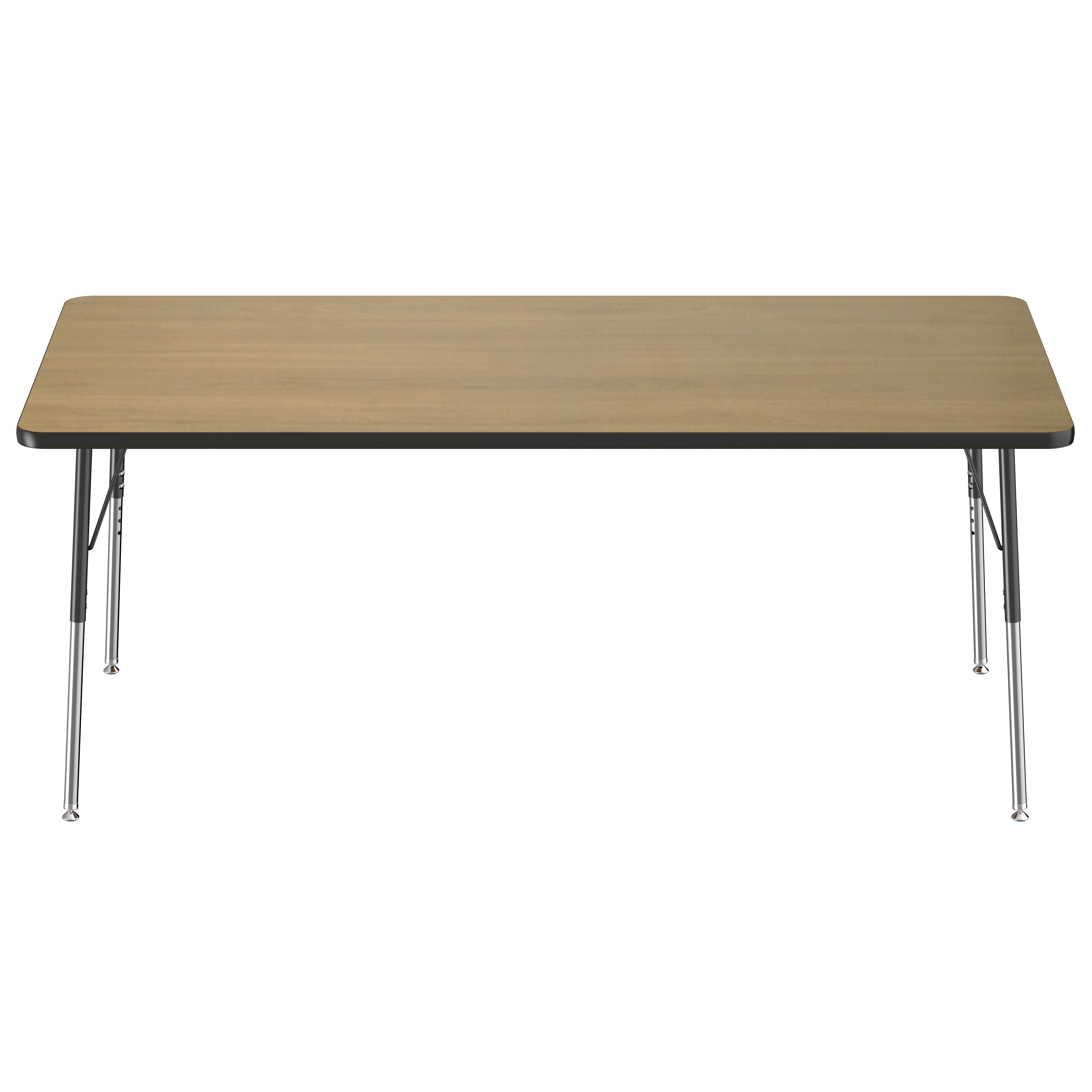 36" x 72" Rectangle T-Molding Activity Table with Adjustable Standard Swivel Glide Legs - Pasadena Oak/Black