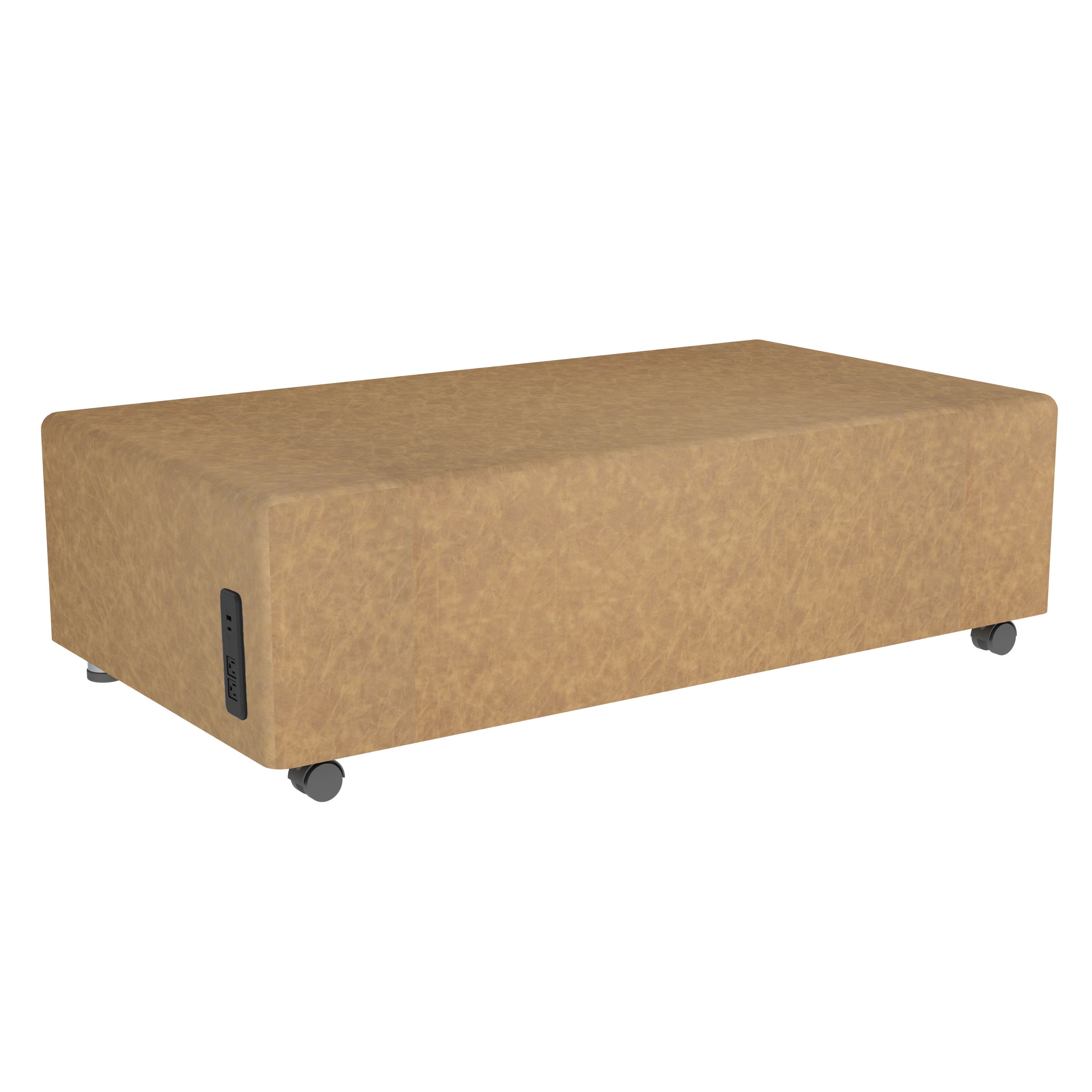Pro Series Rustic Upholstered Rectangle Mobile Ottoman - Pecan