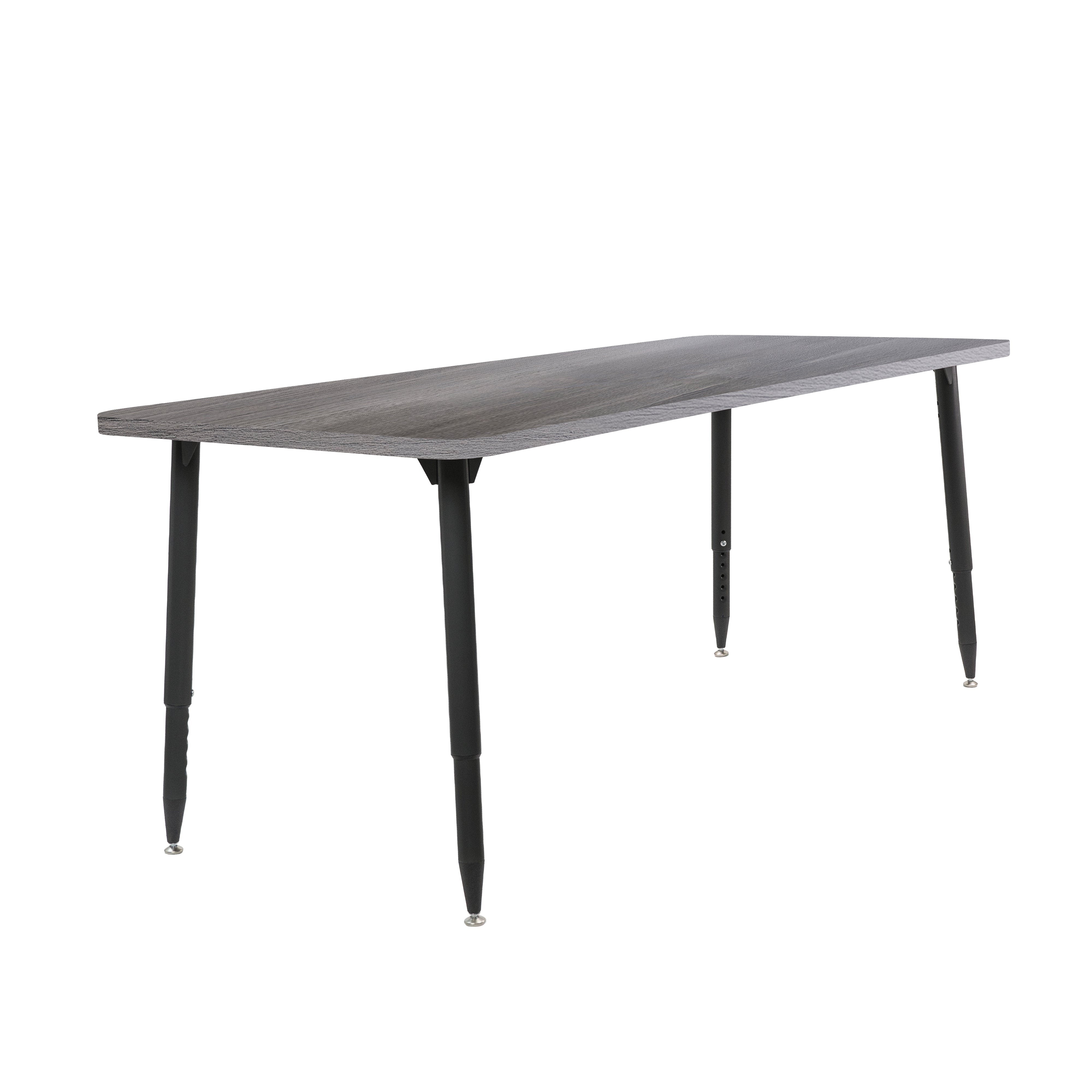 Adapte 30" x 72" Rectangle Woodgrain Activity Table with Adjustable Tapered Legs - Gray Wood/Black