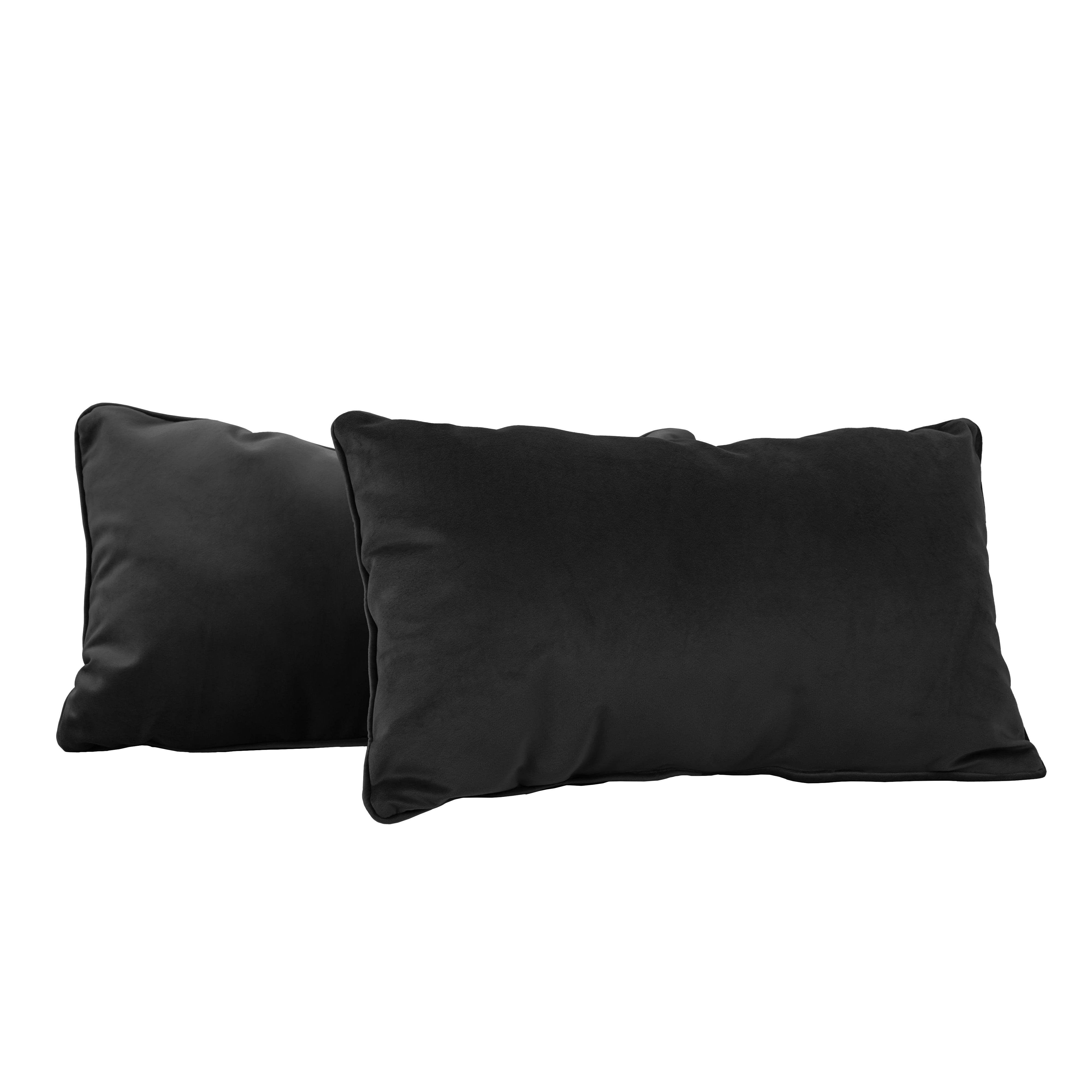 12" x 20" Rectangle Lumbar Microfiber Pillow with Piping, 2-Piece - Onyx