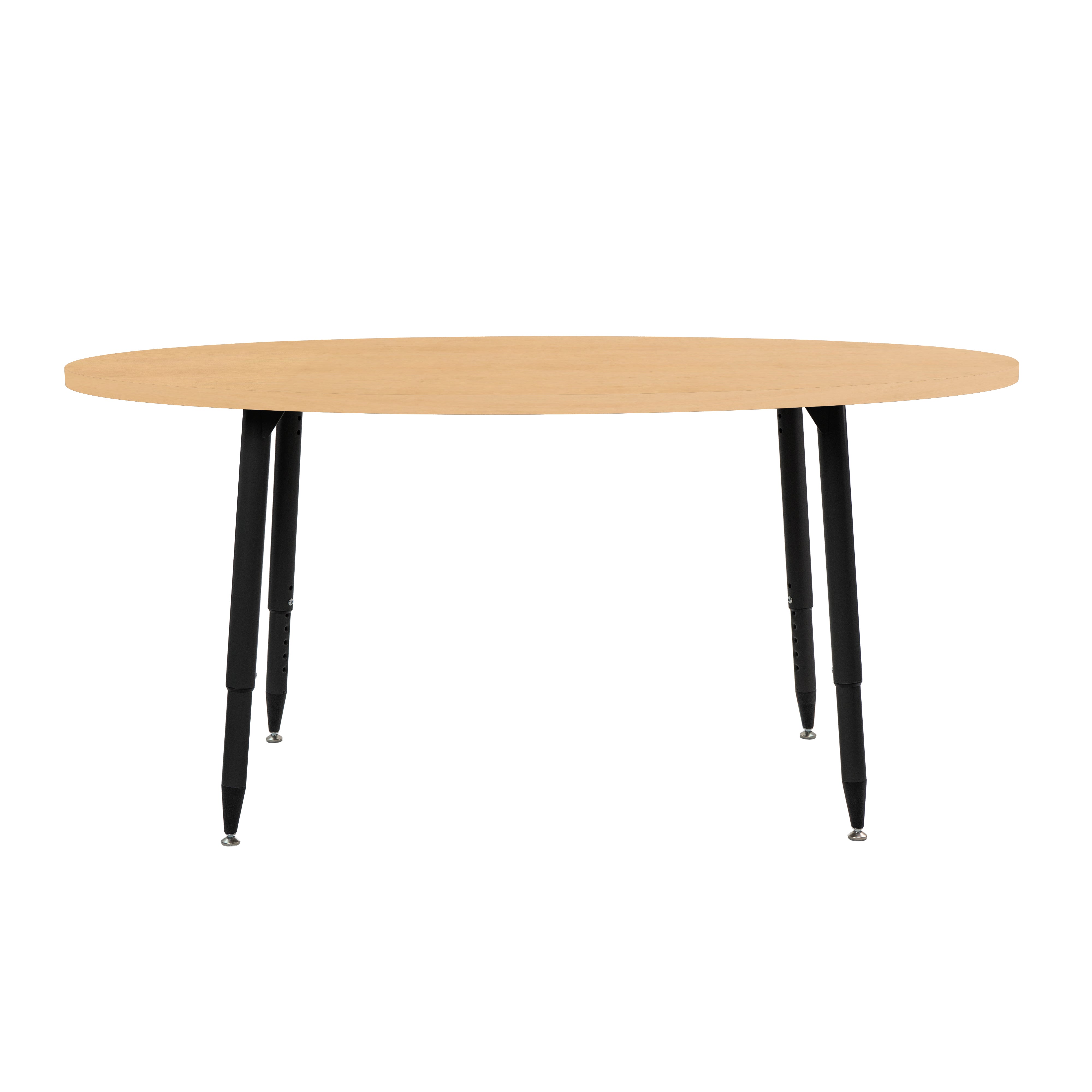 Adapte 30" x 60" Oval Woodgrain Activity Table with Adjustable Tapered Legs - Maple Grain/Black