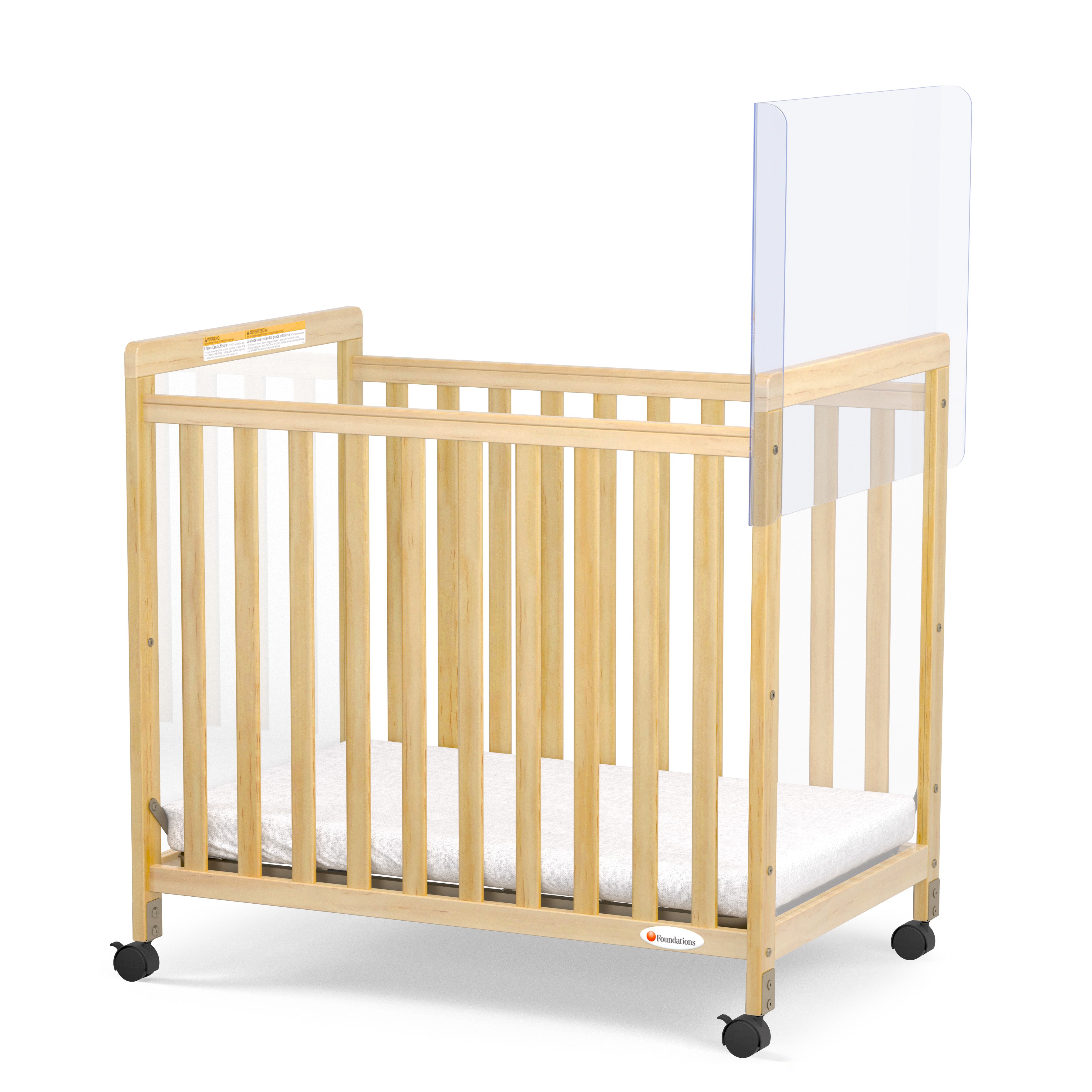 SafetyCraft® Fixed-Side Compact Wood Crib, ClearView End Panels