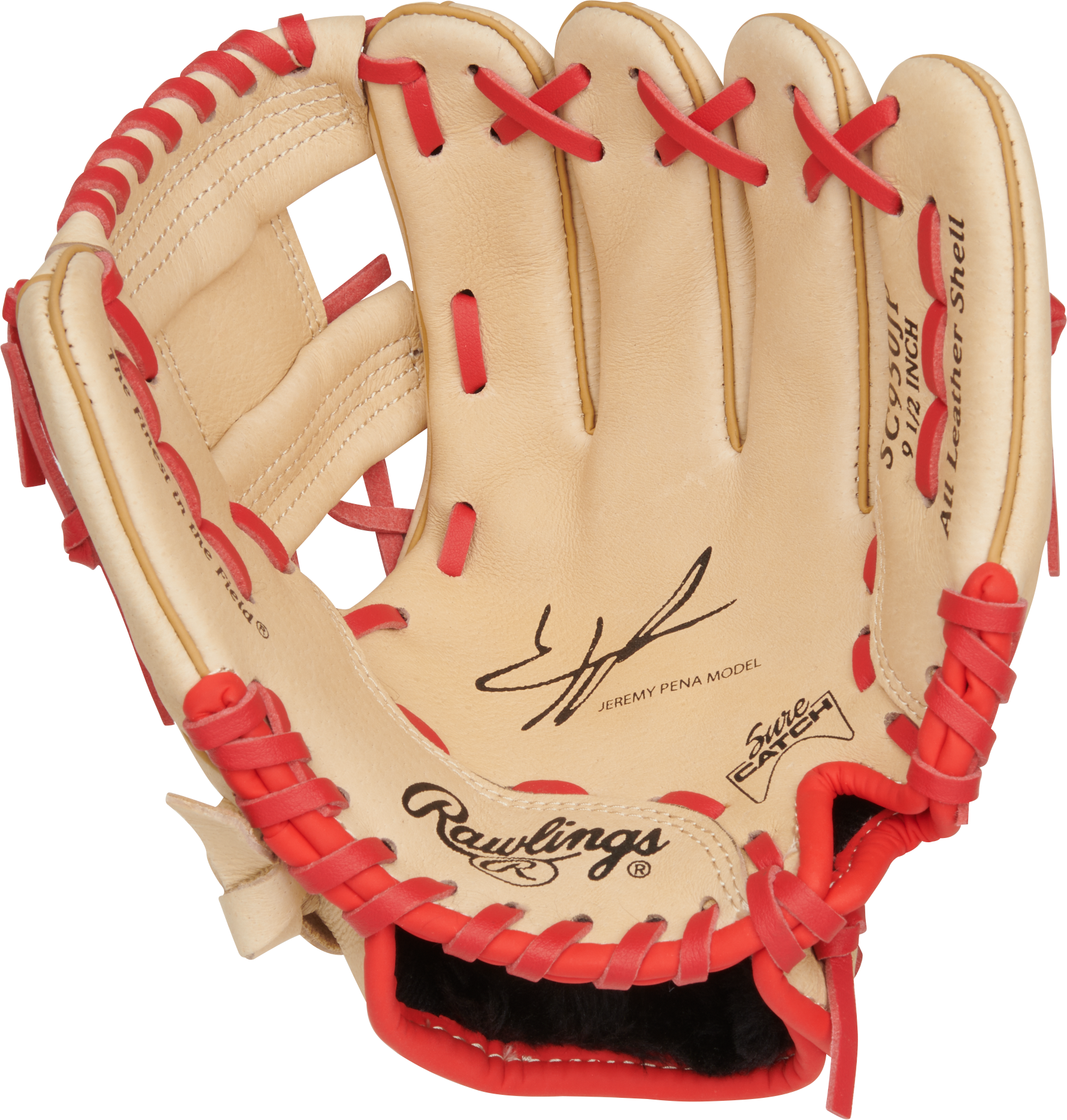 Rawlings Sure Catch Series Youth Jeremy Pena Signature 9.5-Inch Baseball Glove - Right Hand Thrower - Camel
