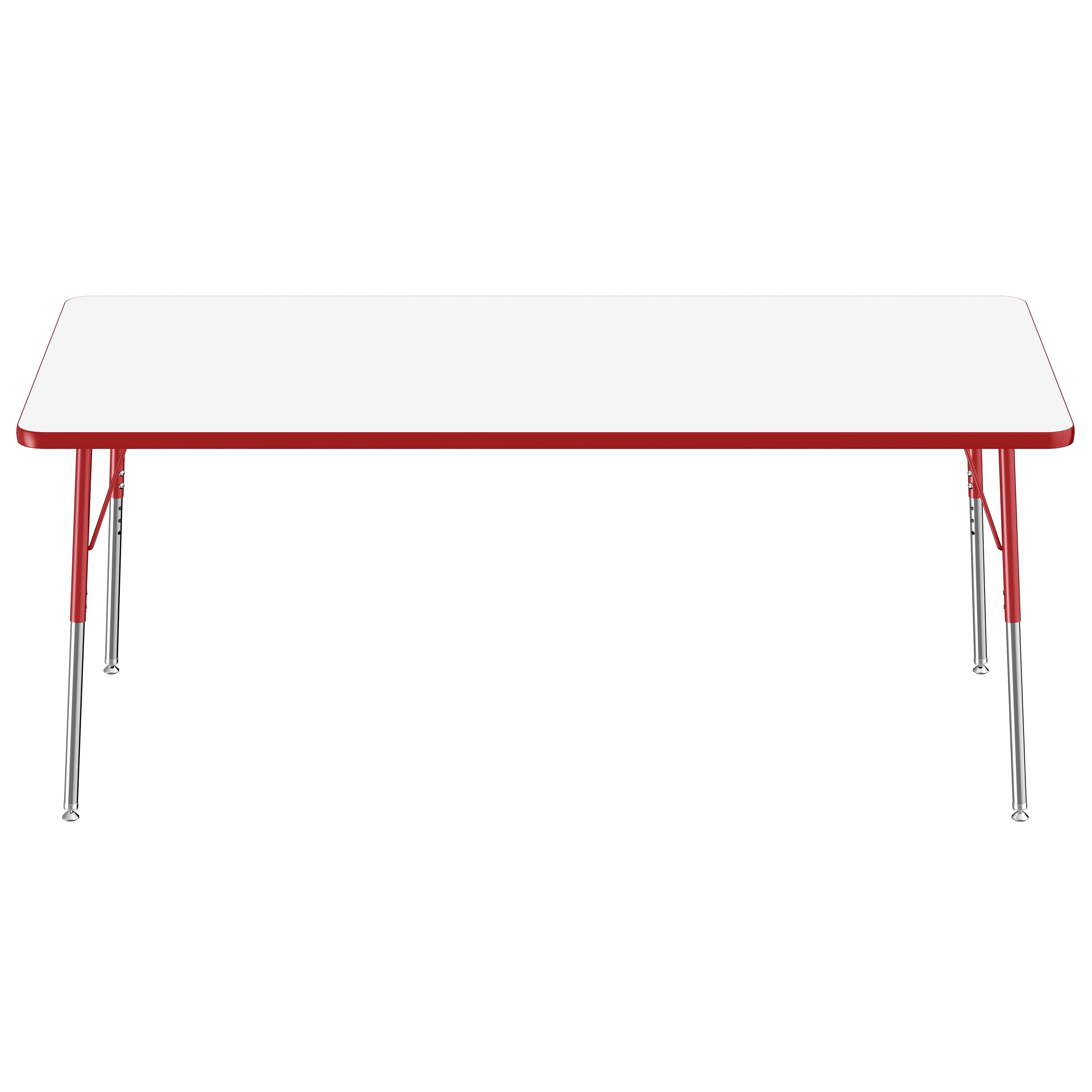36" x 72" Rectangle Dry-Erase Activity Table with Adjustable Standard Swivel Glide Legs - Whiteboard/Red