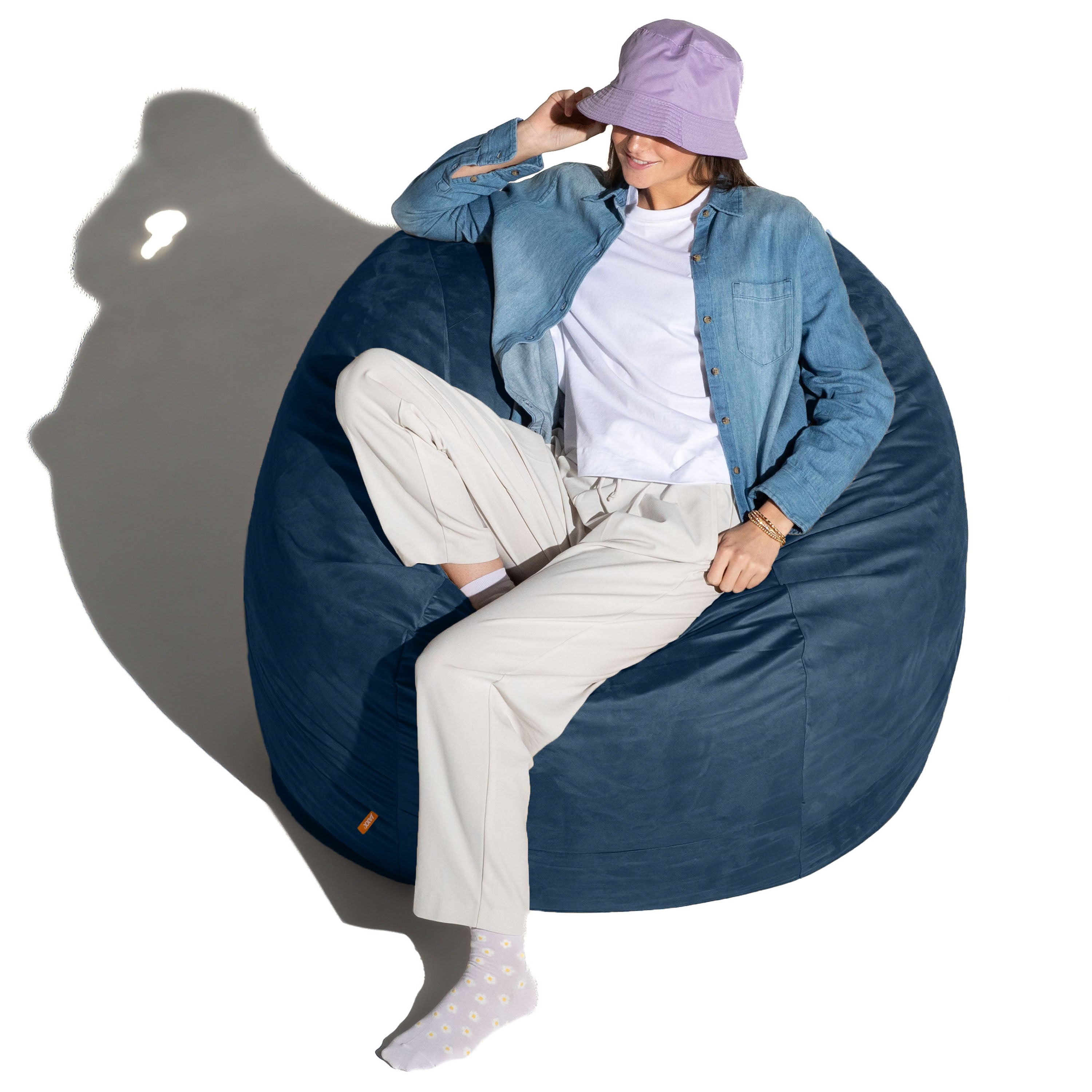 Jaxx 4 ft Round Bean Bag Chair for Adults, Navy
