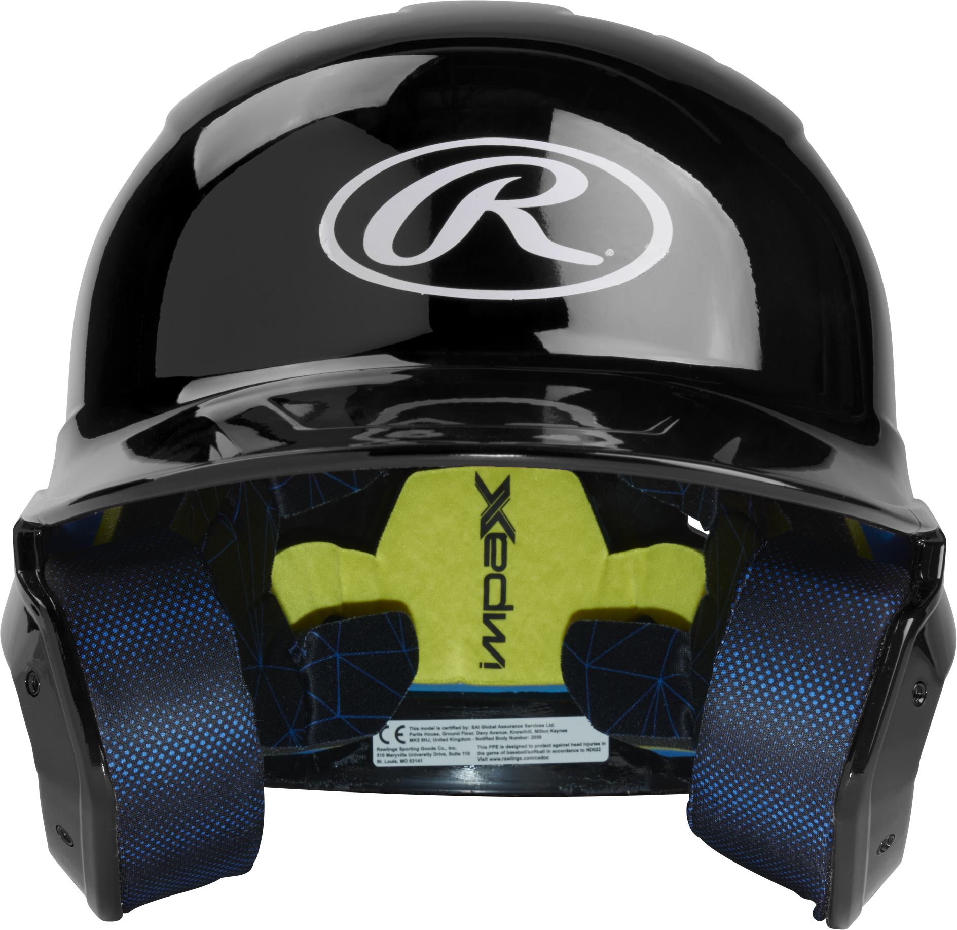Rawlings Mach Gloss Senior Baseball Helmet - Black