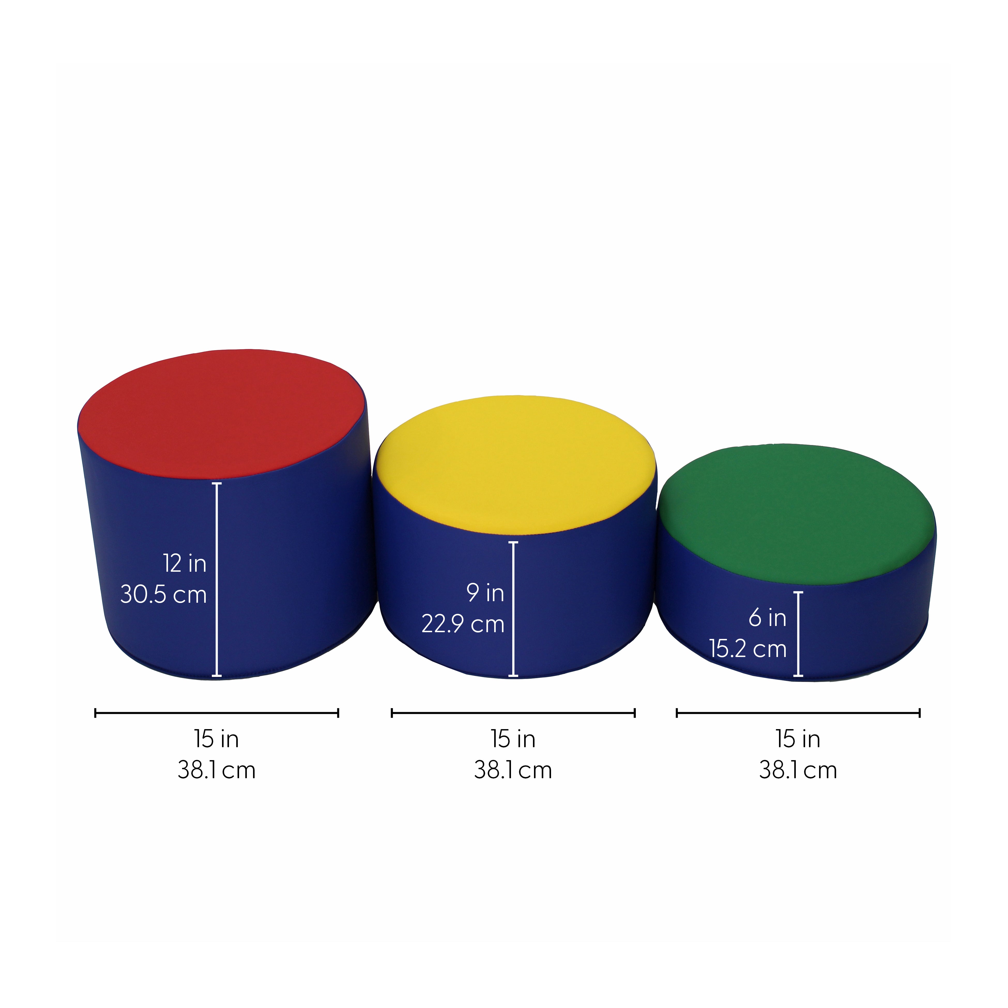 SoftScape 15" Round Ottomans, 3-Piece - Assorted
