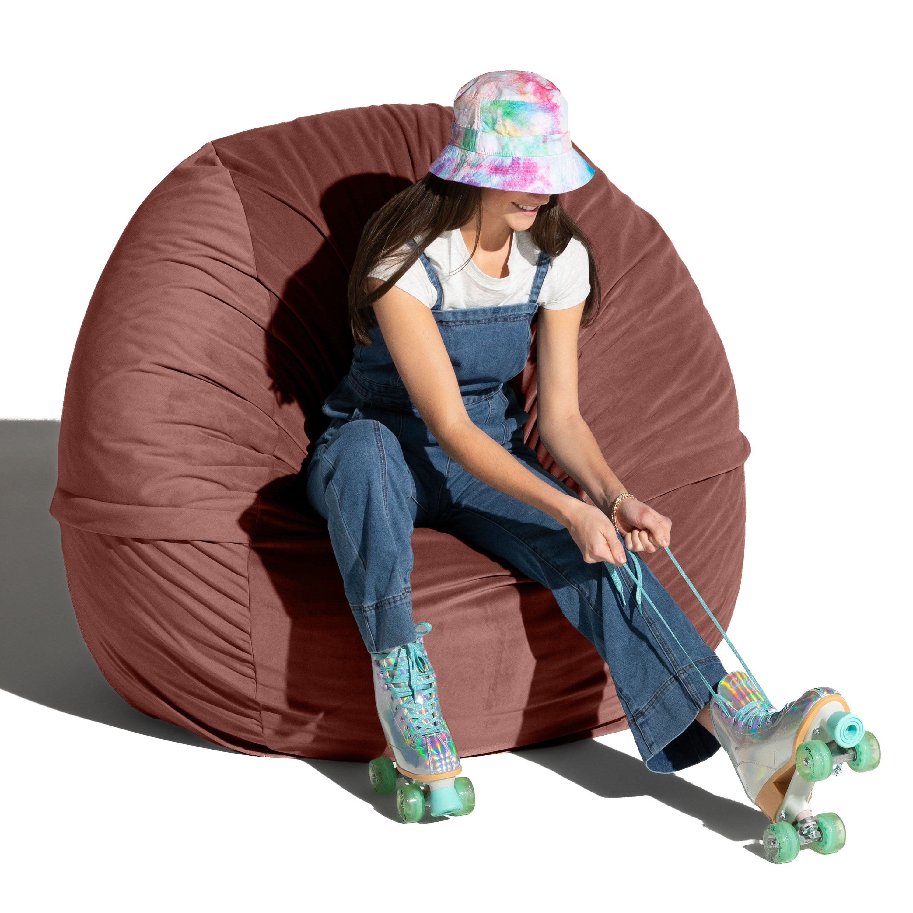 Jaxx 5 Foot Saxx - Large Round Bean Bag Chair for Adults - Lush Velvet Mauve