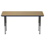 24" x 60" Rectangle T-Molding Activity Table with Adjustable Super Legs - Pasadena Oak/Navy/Black