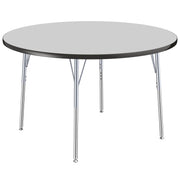 48" Round T-Molding Activity Table with Adjustable Standard Swivel Glide Legs - Gray/Black/Silver