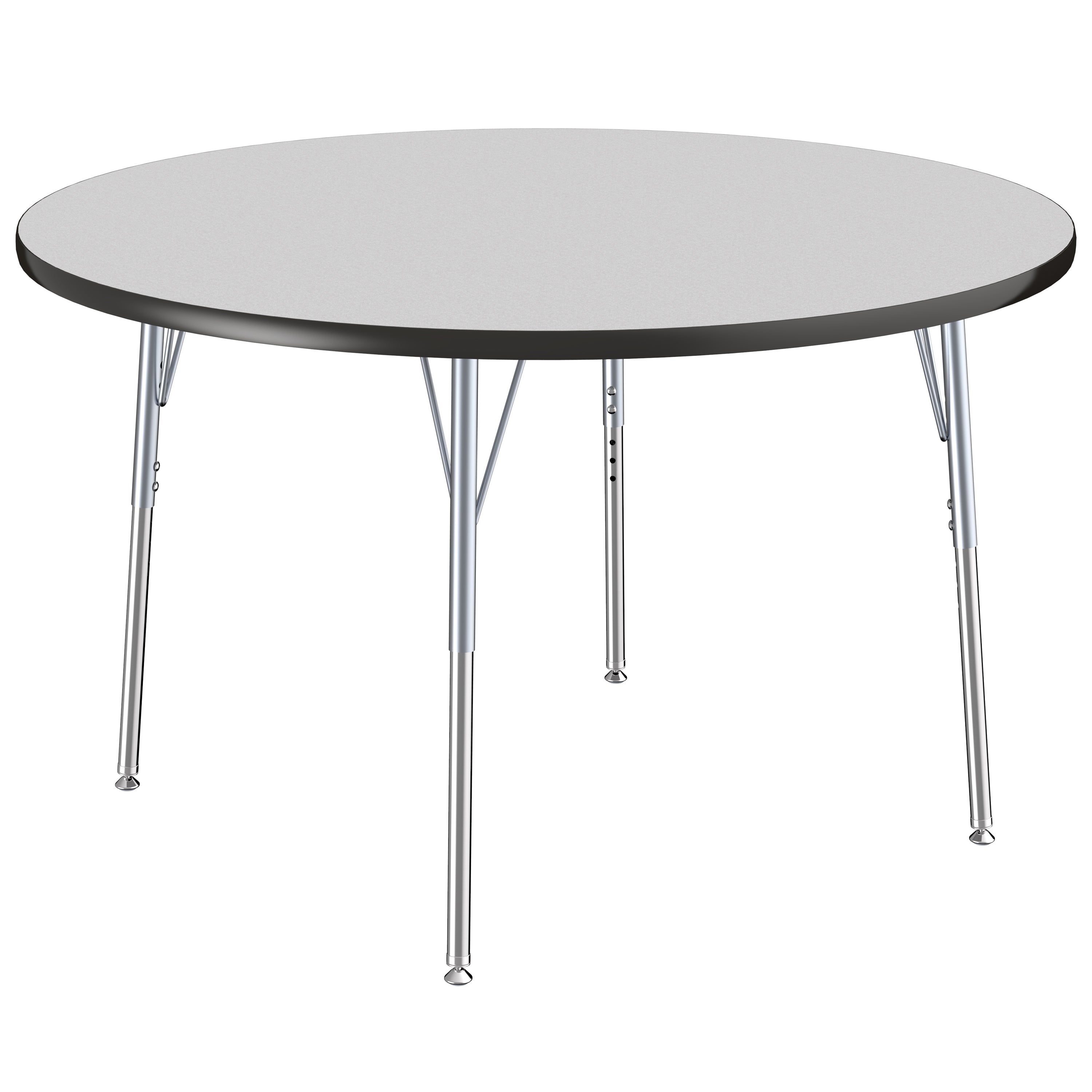 48" Round T-Molding Activity Table with Adjustable Standard Swivel Glide Legs - Gray/Black/Silver