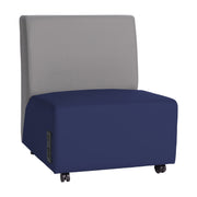 Pro Series Upholstered Armless Mobile Chair with Tech Panel - Navy/Gray
