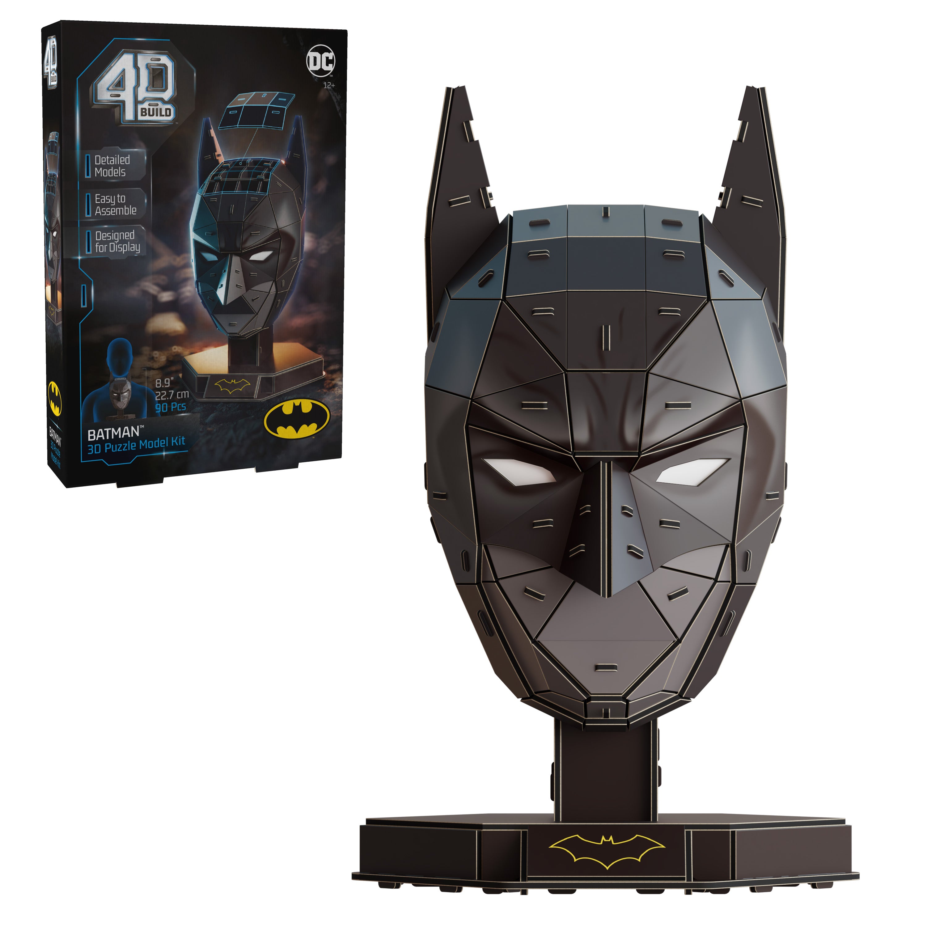 4D Build, DC Batman 3D Model Kit with Stand, Batman Collectibles & Desk Decor, Adult Puzzle, Building Toys, 3D Puzzles for Adults & Teens, 90 Pieces, for Ages 12 & Up