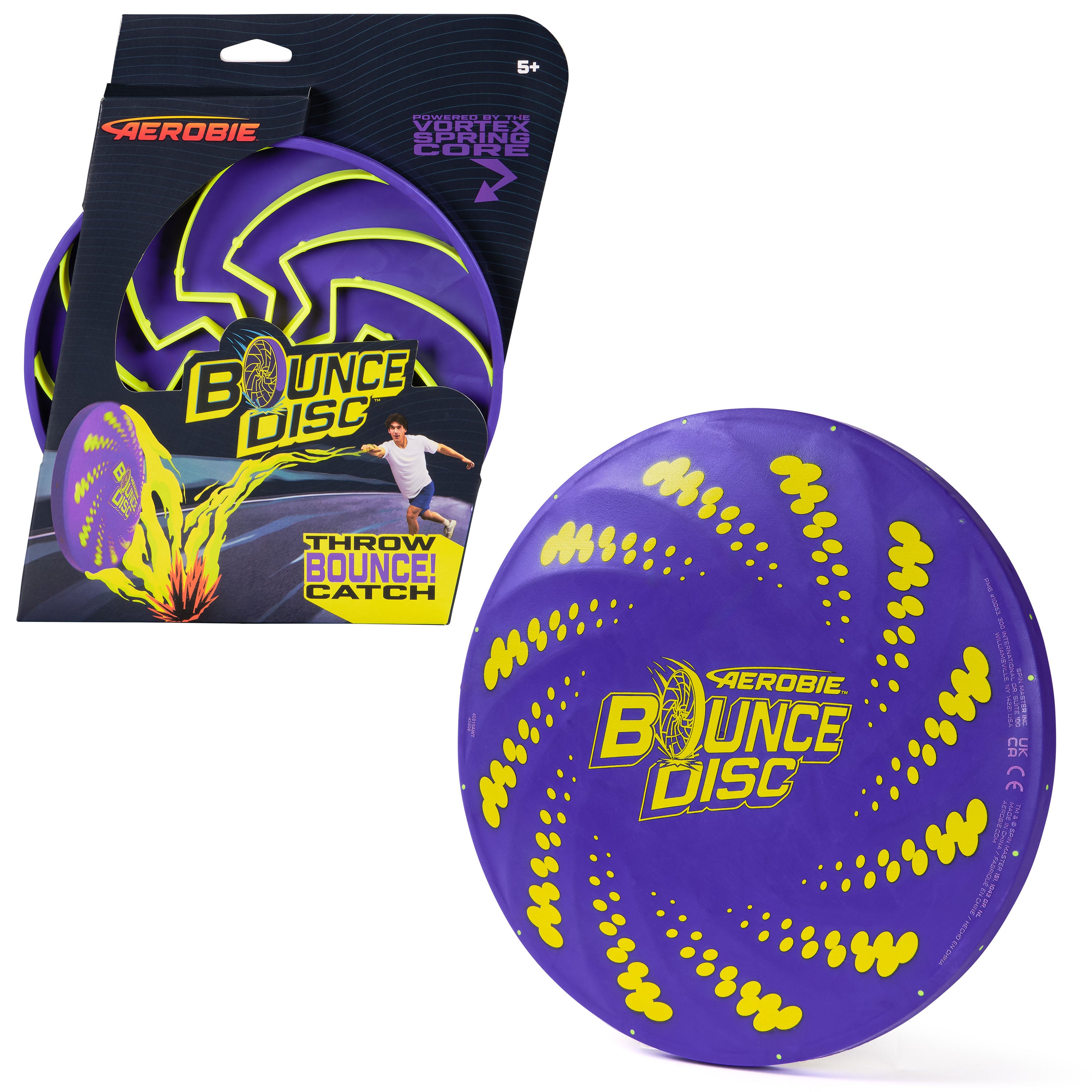 Aerobie Bounce Disc, Throwing Disc Toy for Kids, Backyard Toys & Outdoor Games for Adults & Family, Ages  5 & Up