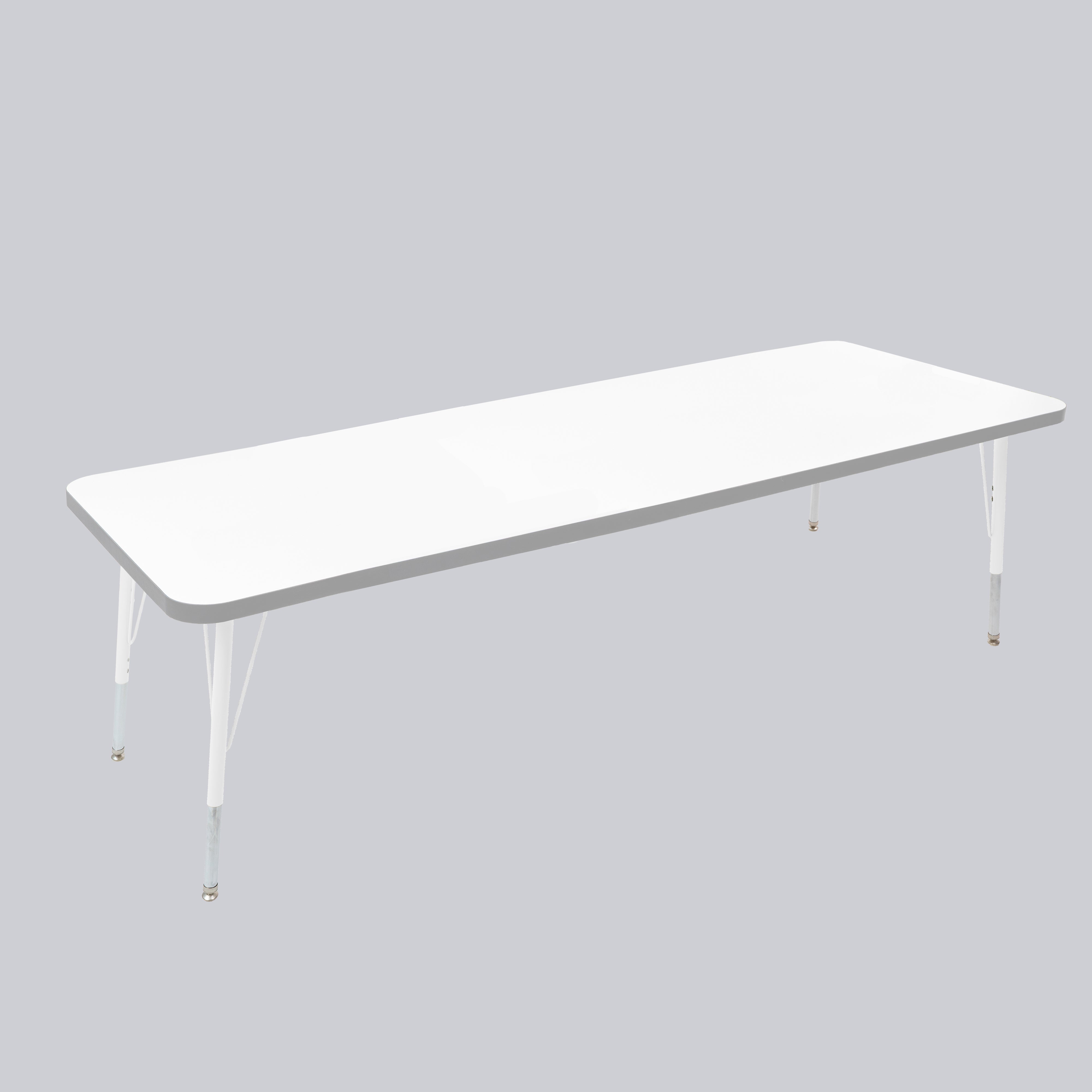 30" x 72" Rectangle Thermofused Activity Table with Adjustable Standard Swivel Glide Legs - White/North Sea/White