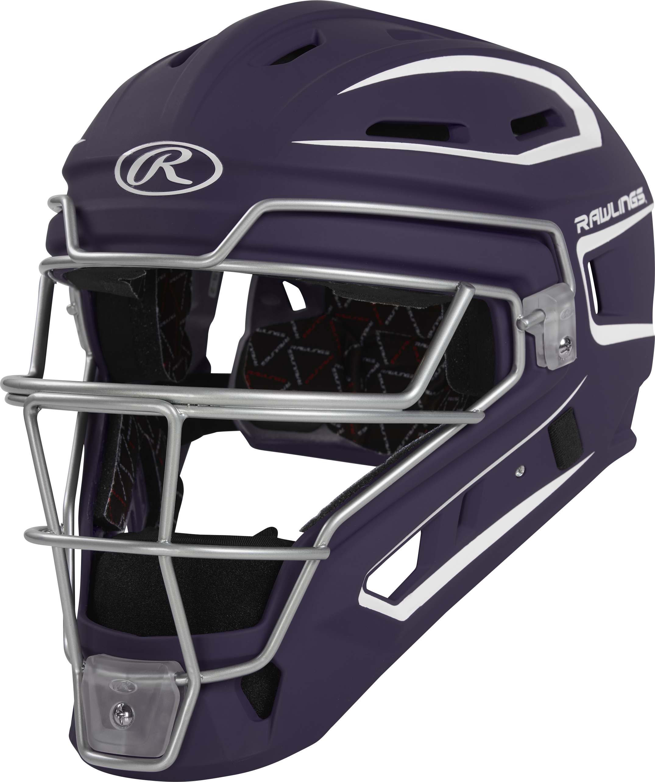 Rawlings Velo 2.0 Matte Junior Catchers Helmet - Purple/White