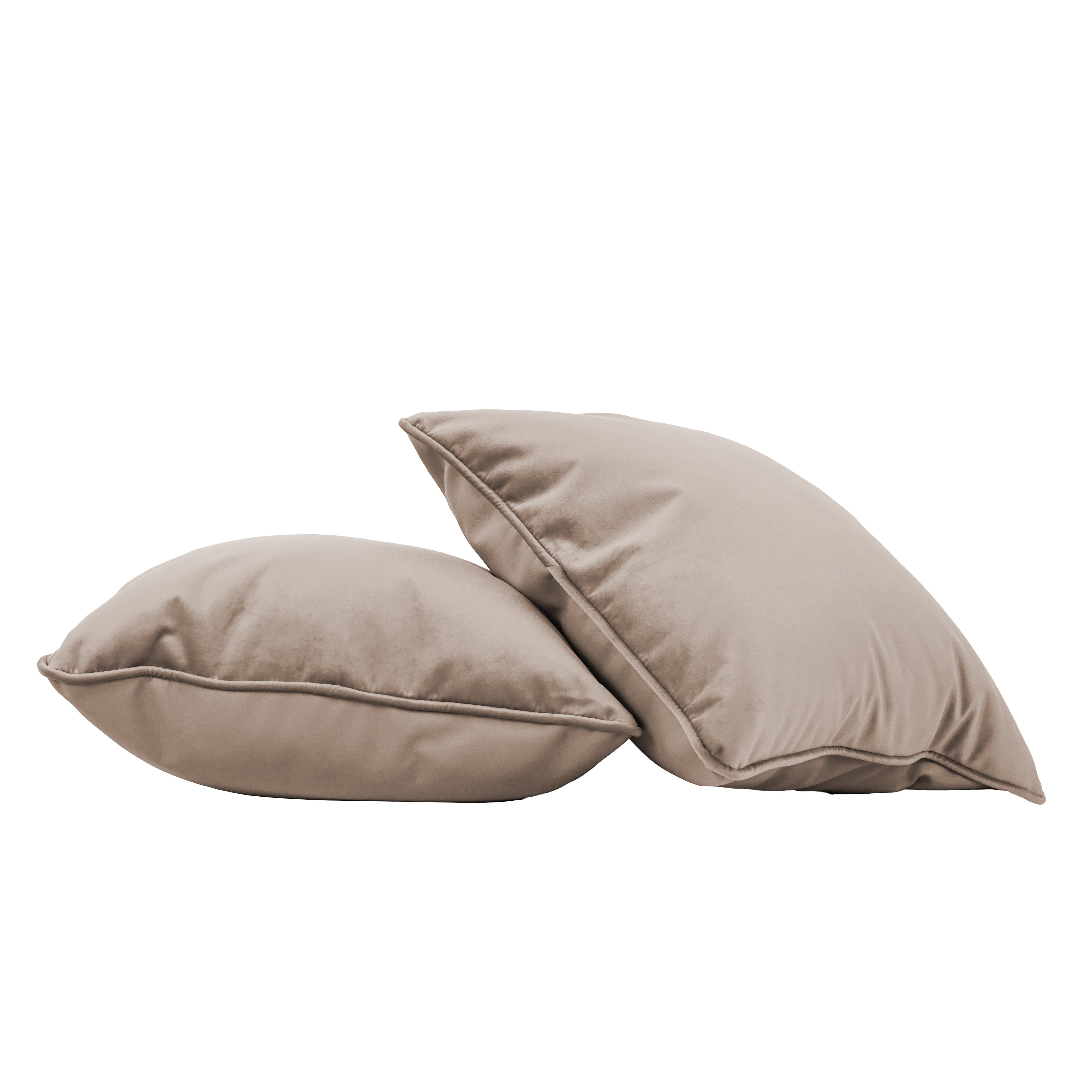18" x 18" Square Microfiber and Faux Leather Pillow with Piping, 2-Piece - Caffe