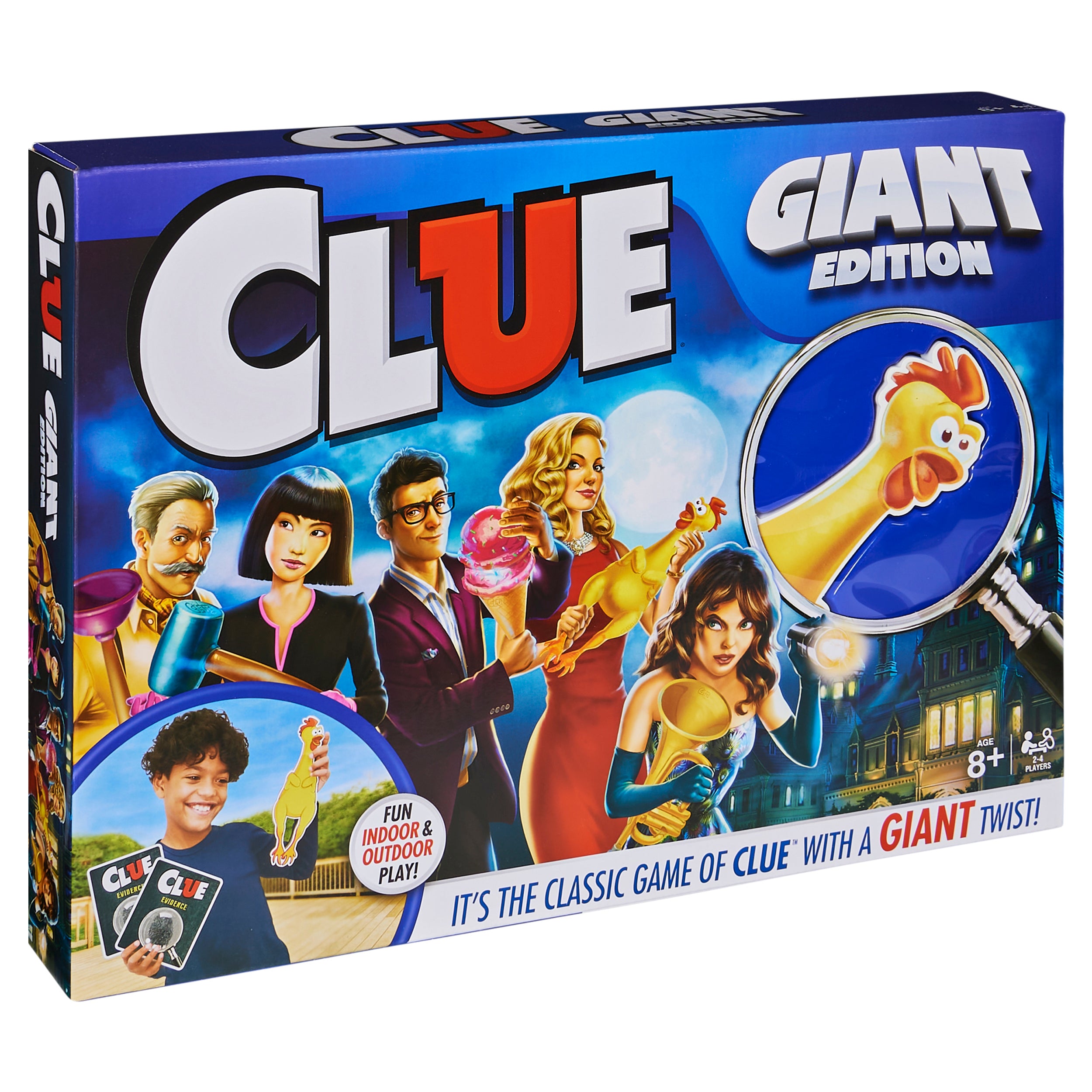 Spin Master Games, Clue Giant Edition, Family Game for Indoor & Outdoor Fun with Big Oversized Board, for Family and Kids, 2-4 Players, Ages 6 & Up