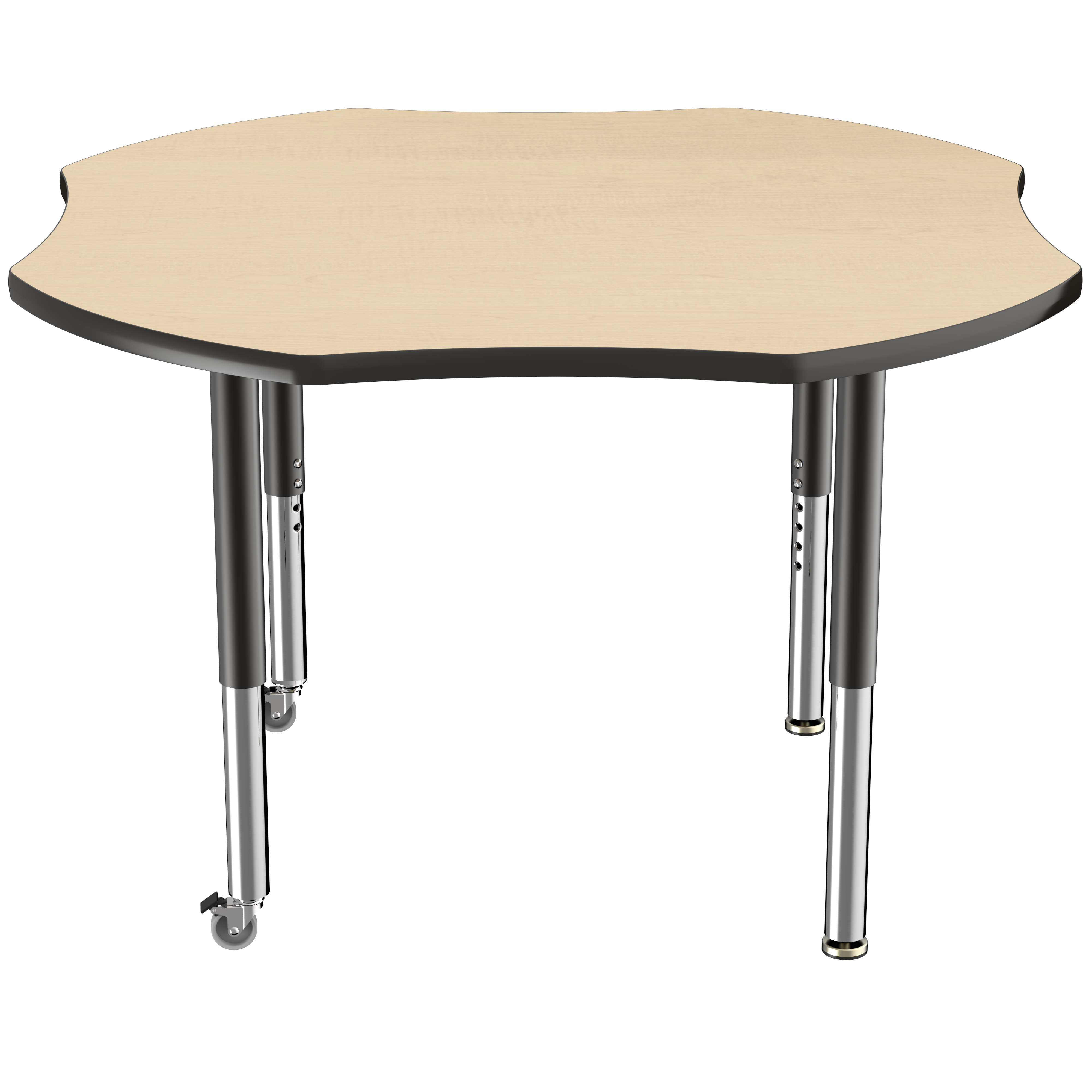 48" x 48" Clover T-Molding Activity Table with Adjustable Super Legs - Maple/Black