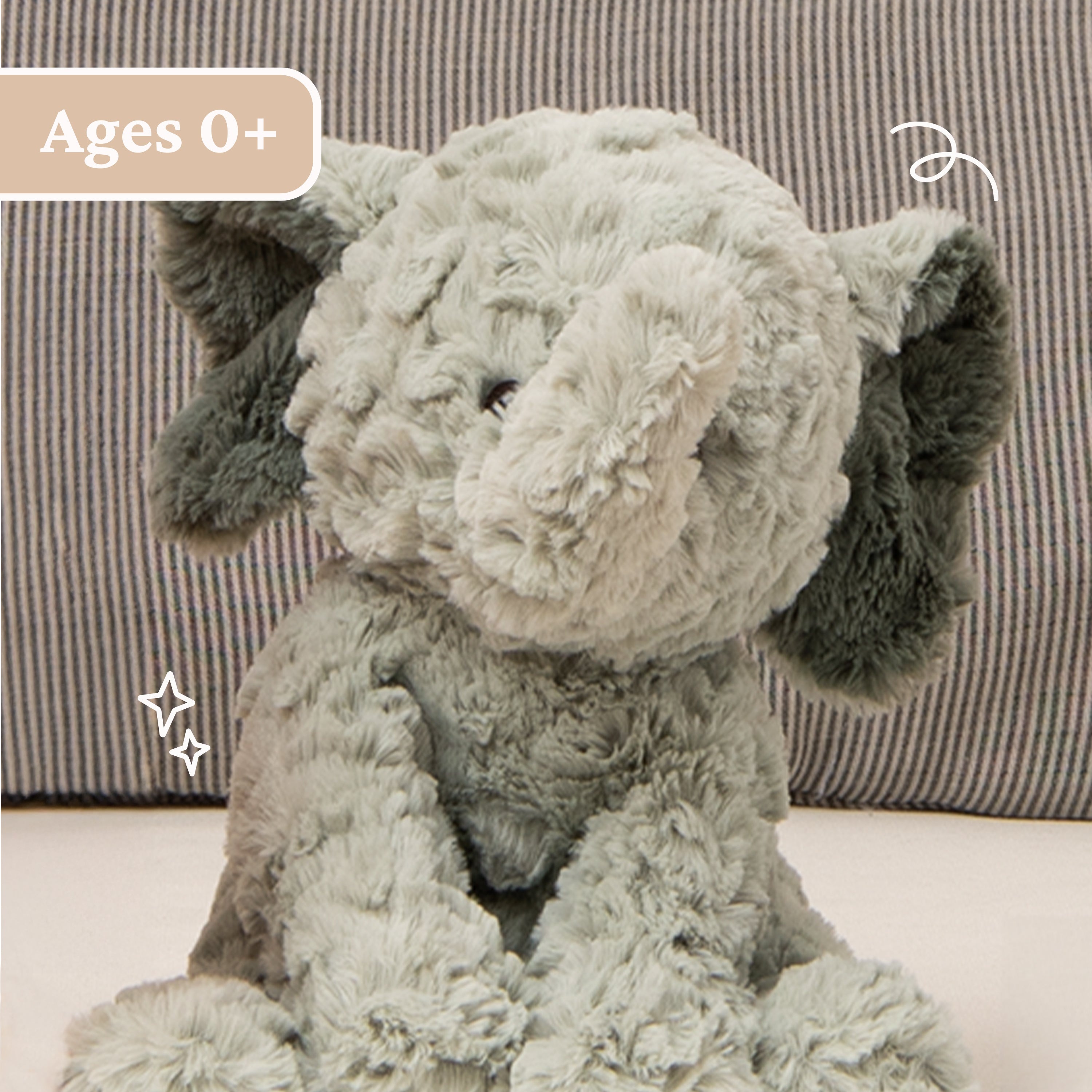 GUND Cozys Collection Elephant Plush, Elephant Stuffed Animals for Ages 1 and Up, Gray, 10"