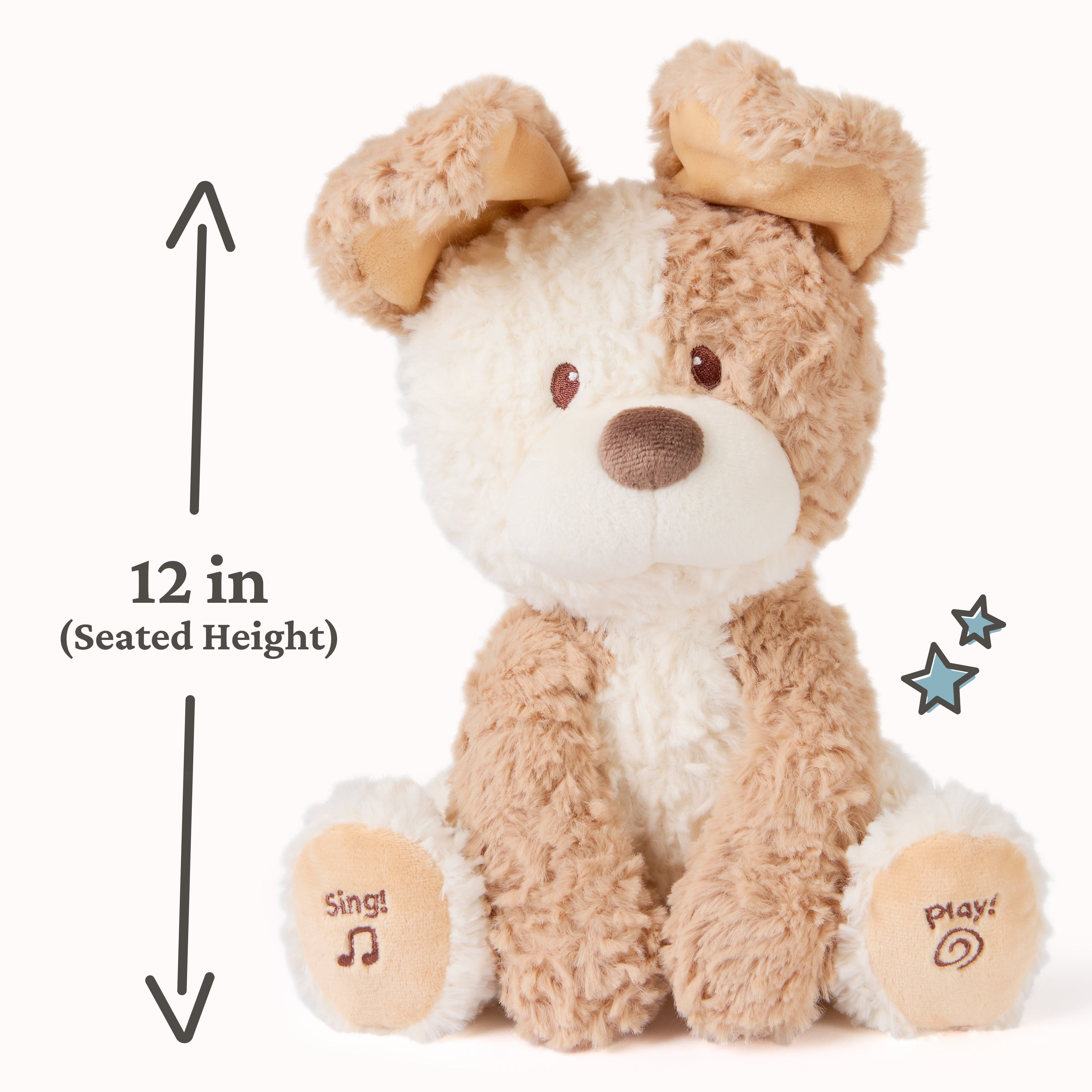 Baby GUND Peeki the Puppy Animated Plush, Singing Stuffed Animal, Sensory Toy for Babies and Toddlers, Plays Peek-a-Boo and Sings, Brown/Cream, 12”