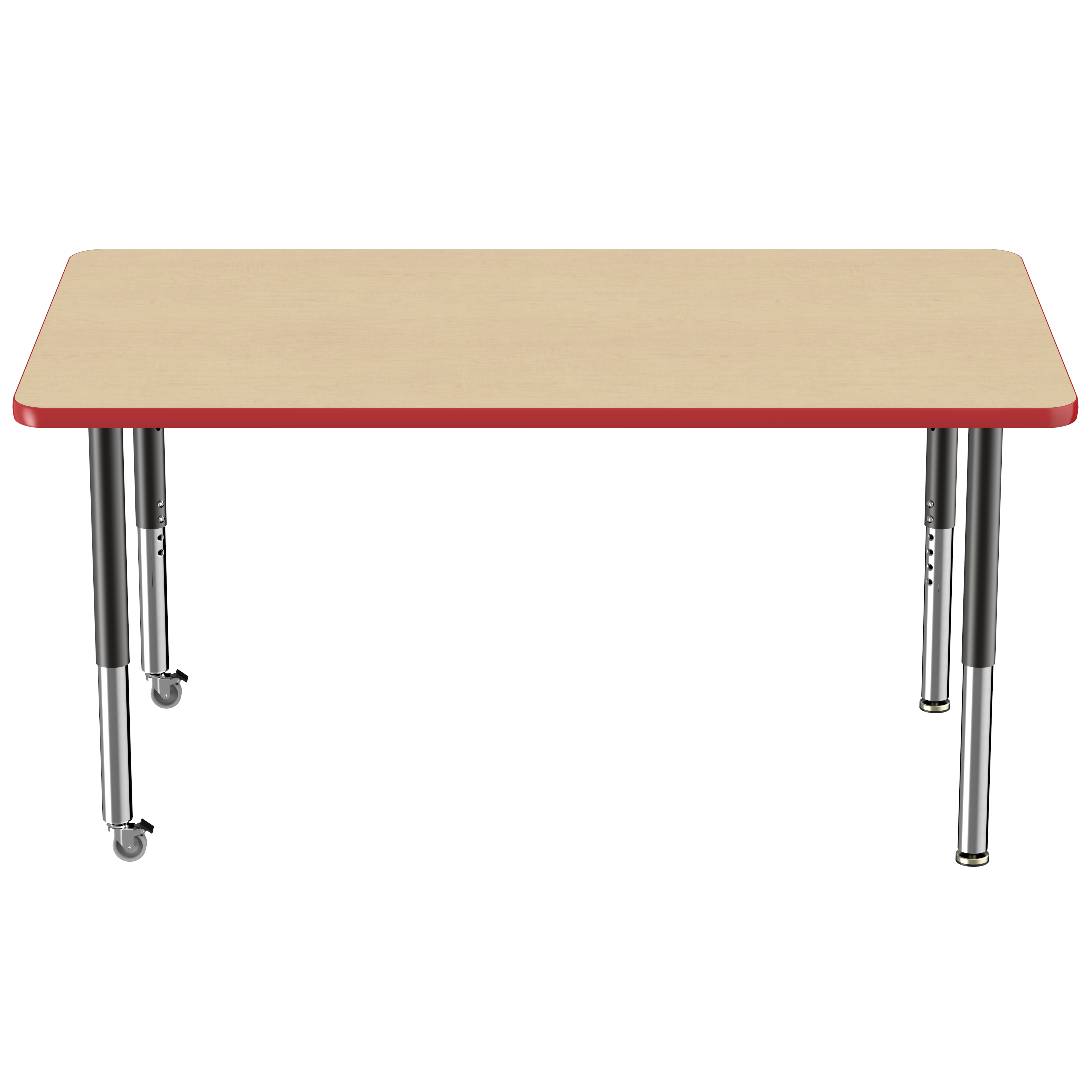 36" x 60" Rectangle T-Molding Activity Table with Adjustable Super Legs - Maple/Red/Black