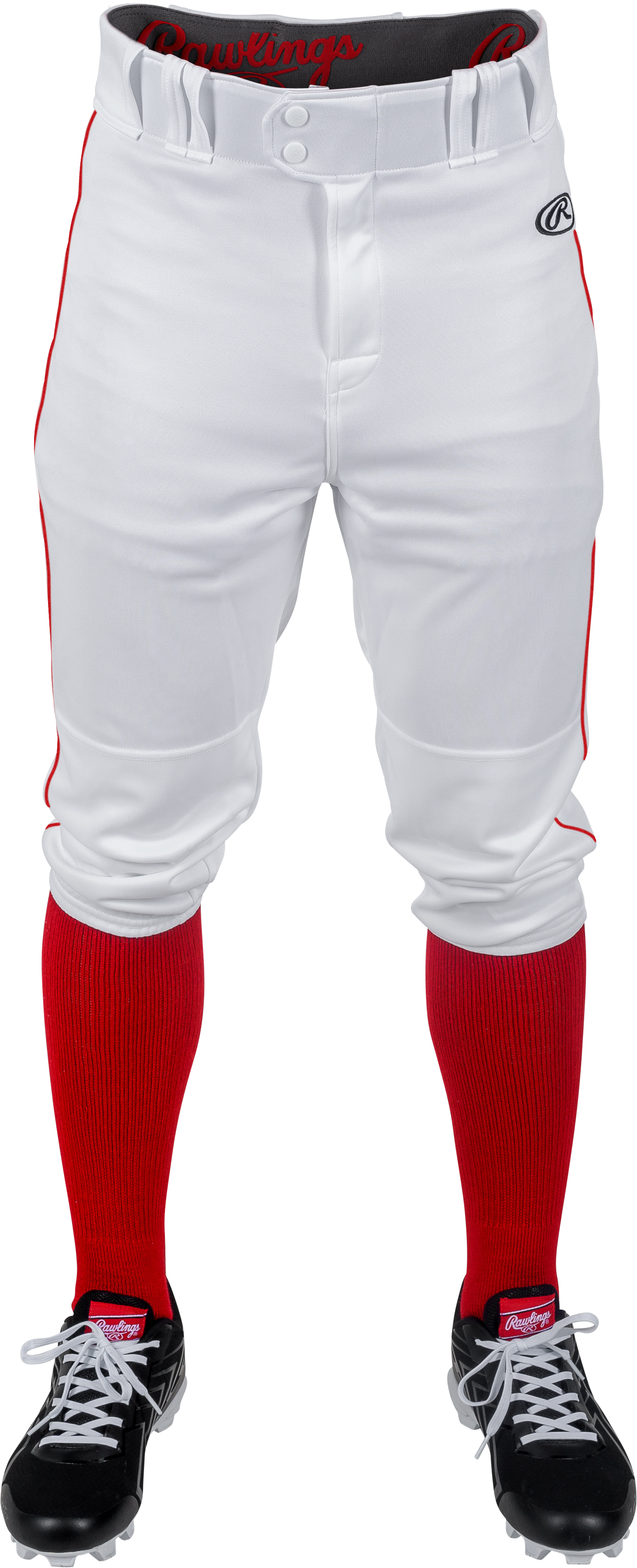 Rawlings Youth Launch Piped Knicker Pant - Small - White/Scarlet