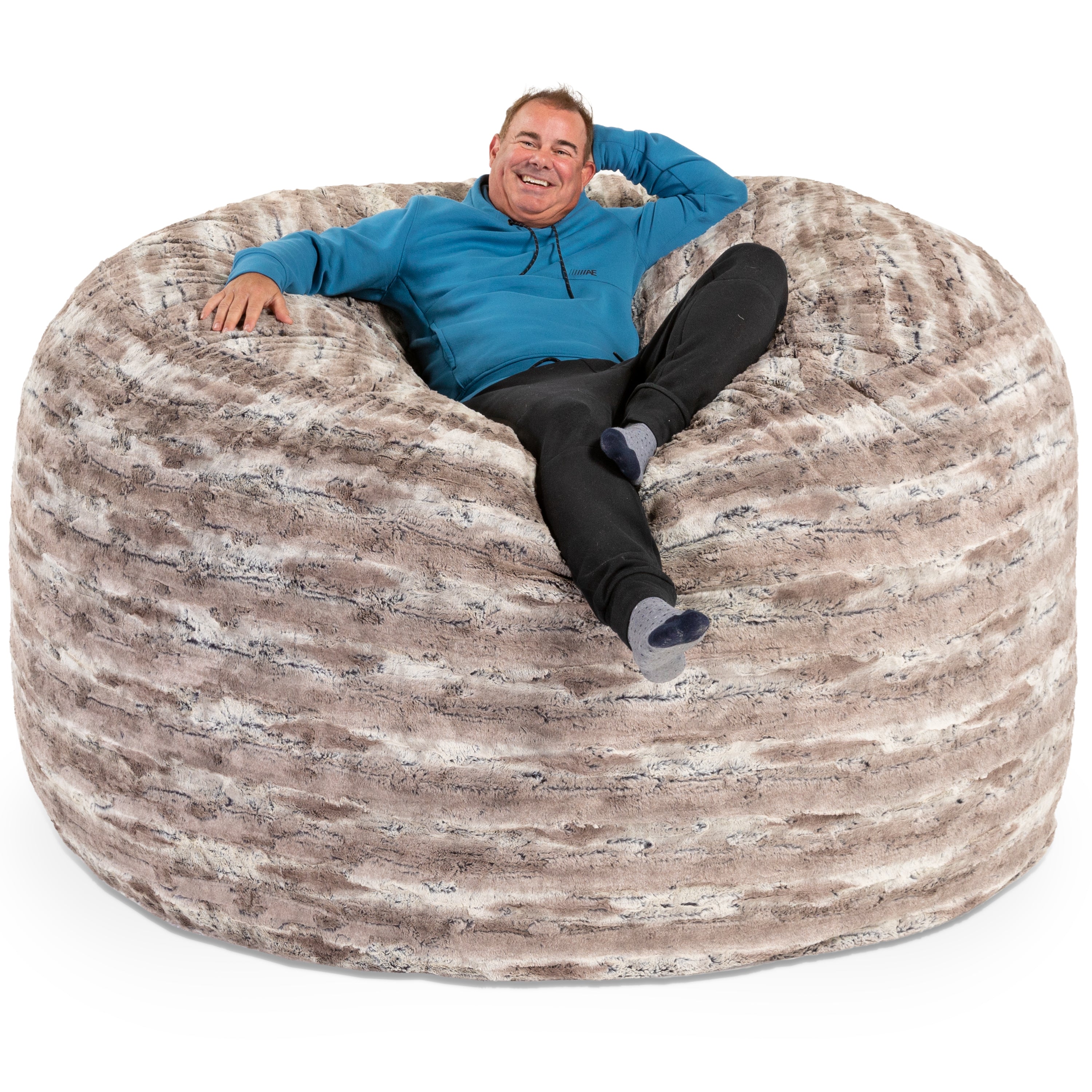 Jaxx Saxx 6 Foot Giant Bean Bag Chair - Luxe Faux Fur, Mountain Fox