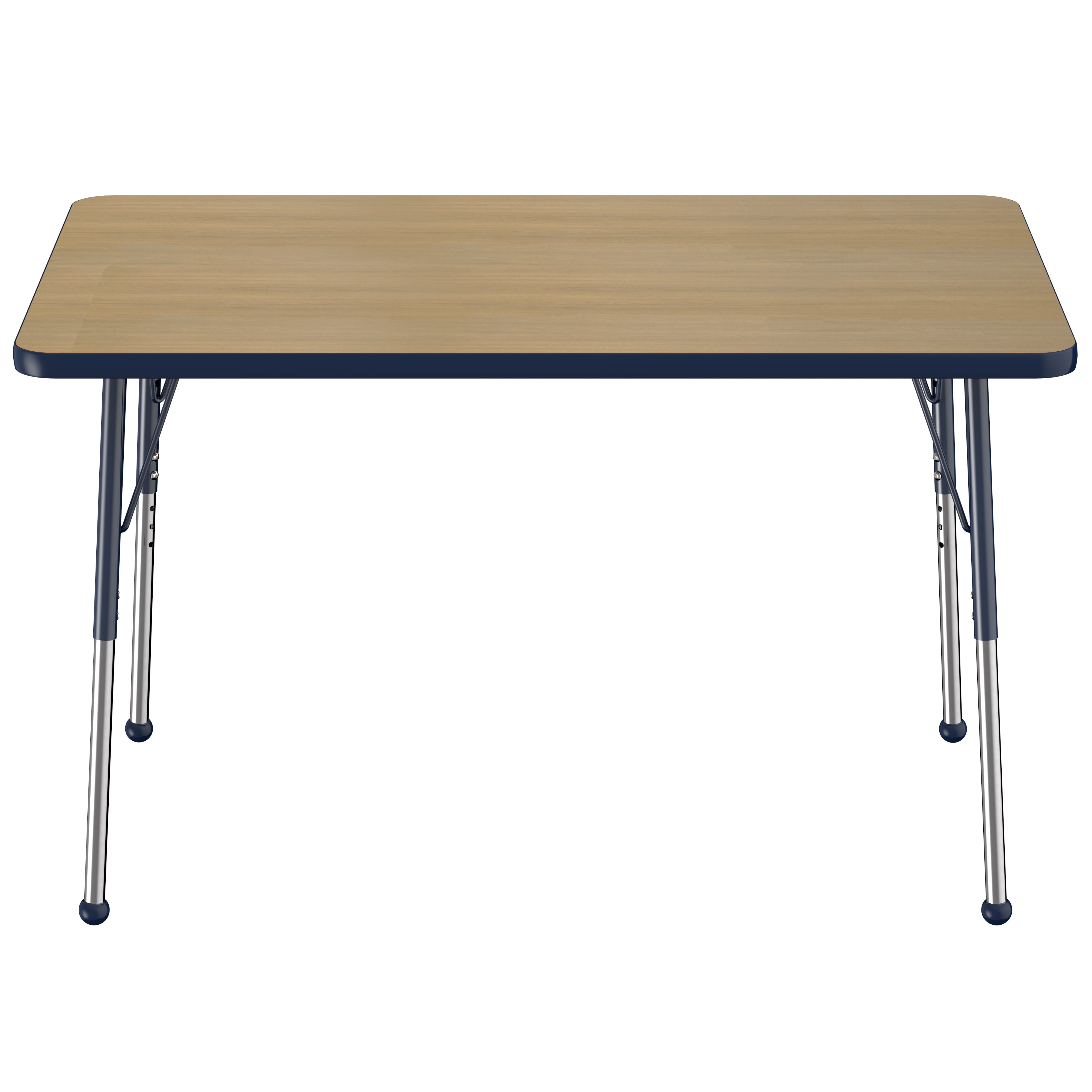 30" x 48" Rectangle Thermofused Activity Table with Adjustable Standard Ball Glide Legs - Pasadena Oak/Navy