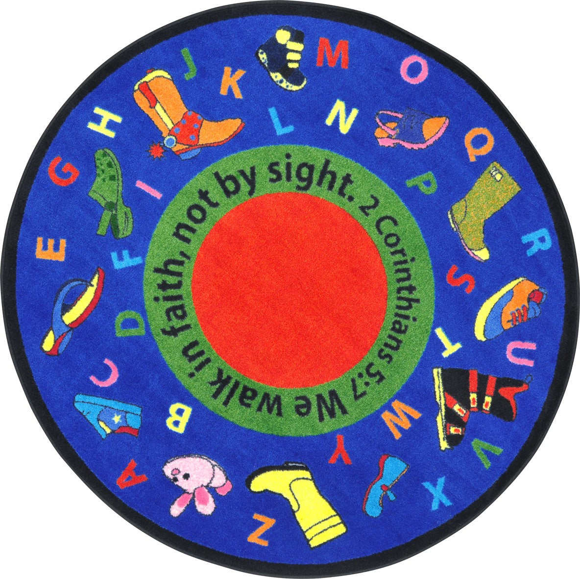 Walk In Faith 13'2" Round area rug in color Multi