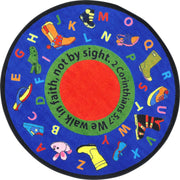 Walk In Faith 13'2" Round area rug in color Multi