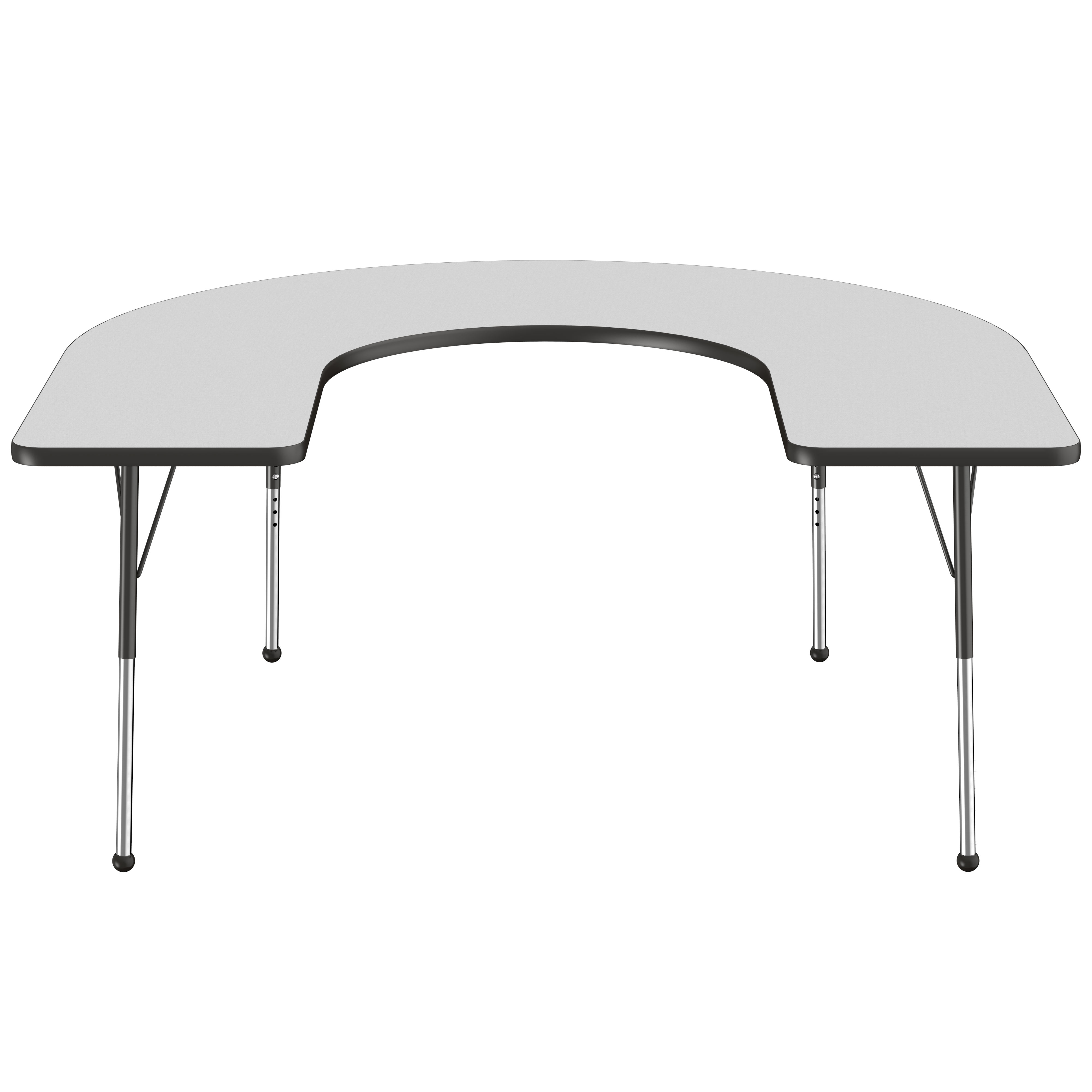60" x 66" Horseshoe T-Molding Activity Table with Adjustable Standard Ball Glide Legs - Gray/Black
