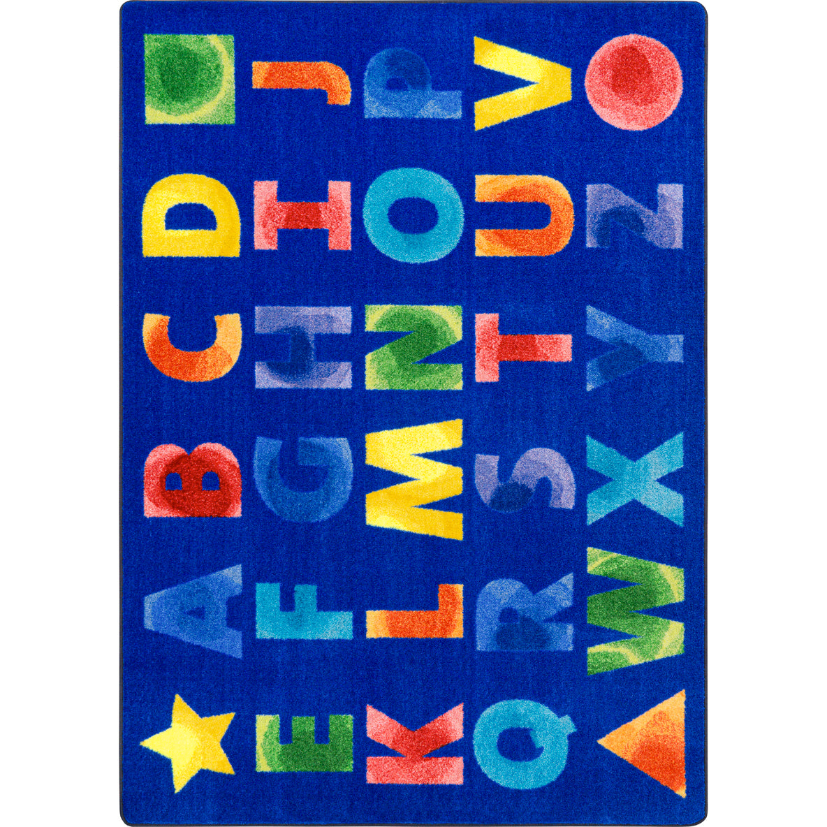 Watercolor Alphabet 10'9" x 13'2" area rug in color Rainbow