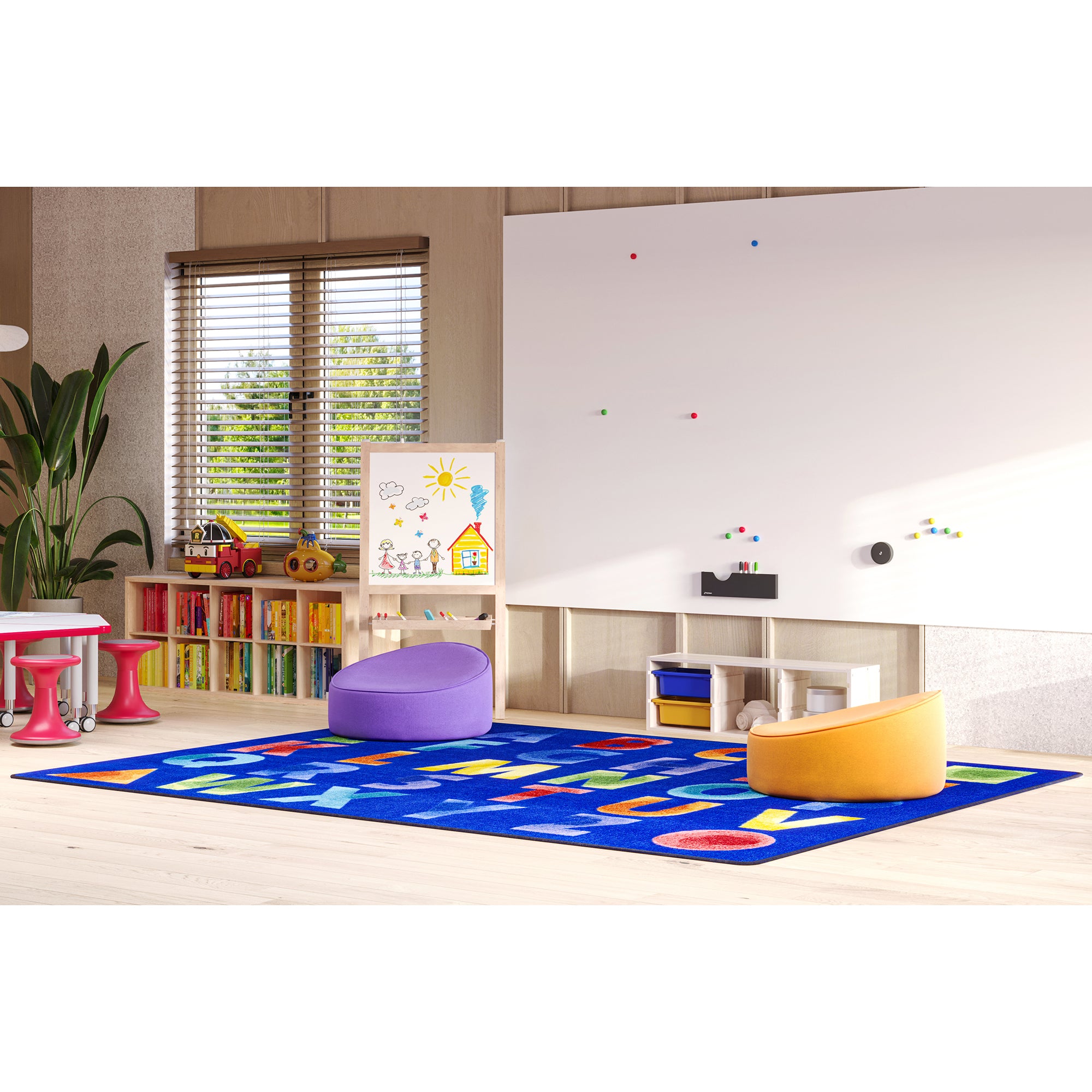 Watercolor Alphabet 10'9" x 13'2" area rug in color Rainbow