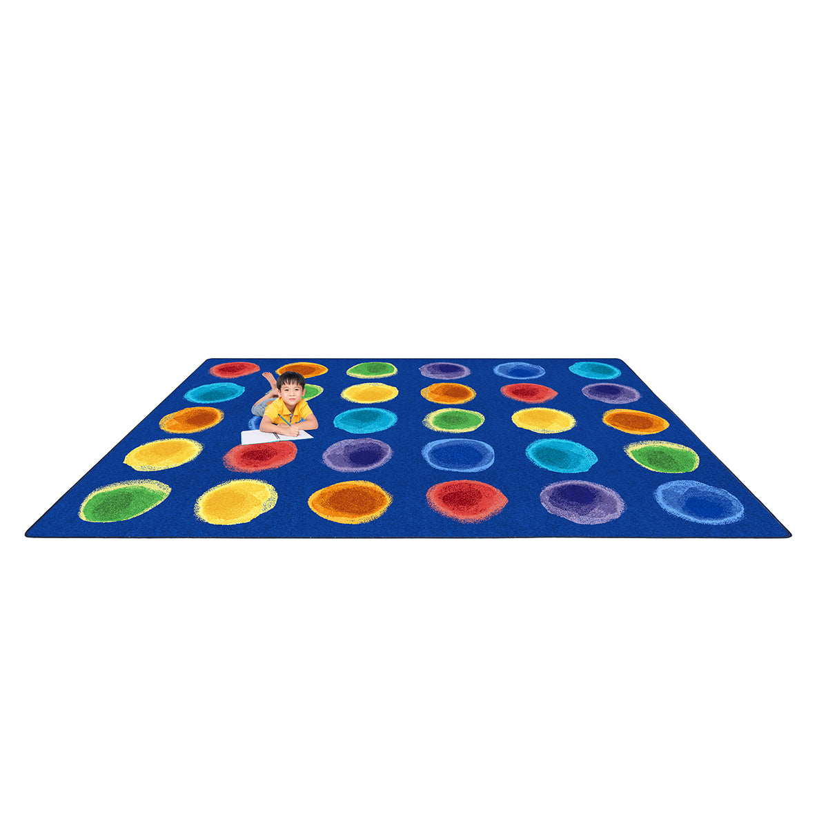 Watercolor Spots 10'9" x 13'2" area rug in color Rainbow