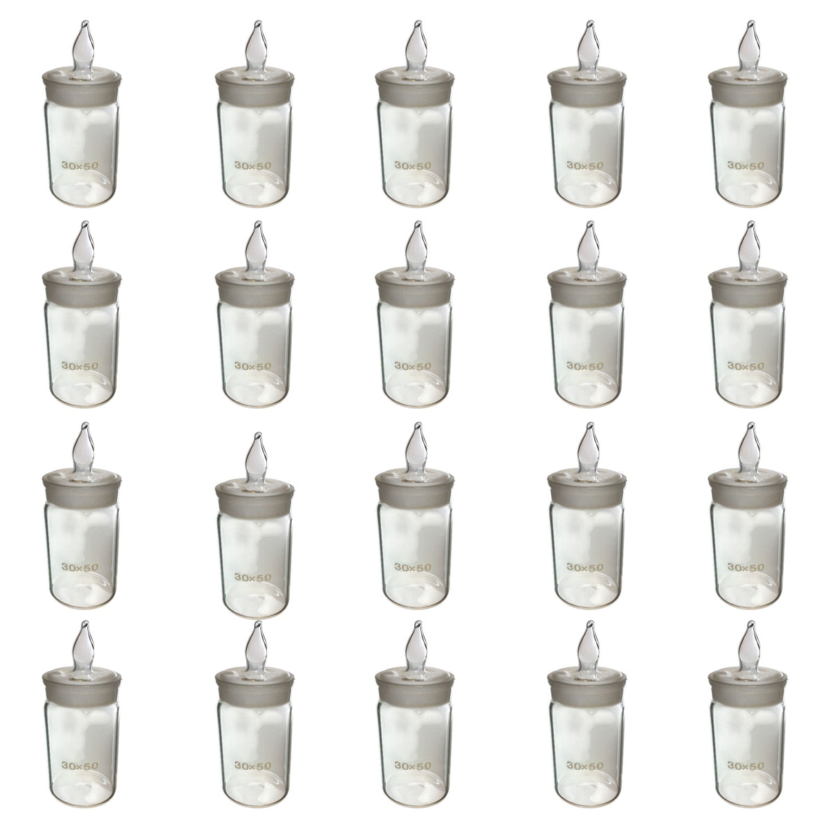 Bottle, Weighing, Flint Glass, 20ml, 30mm x 50mm, Pack of 20