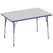 30" x 48" Rectangle Thermofused Activity Table with Adjustable Standard Ball Glide Legs - Gray/Blue